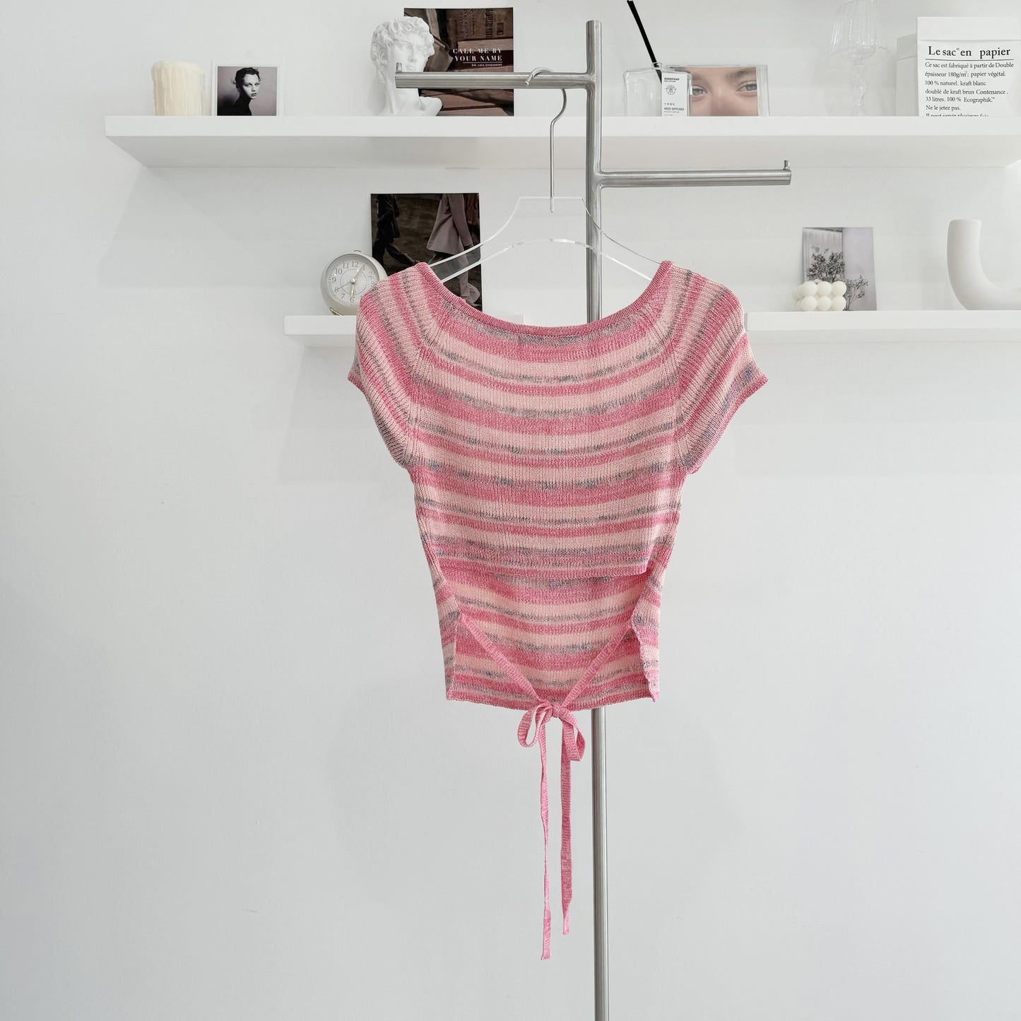 Striped knit short-sleeve