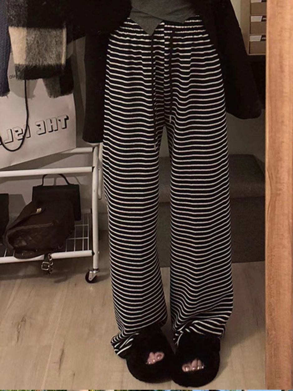 Striped Drawstring Fleece Pants