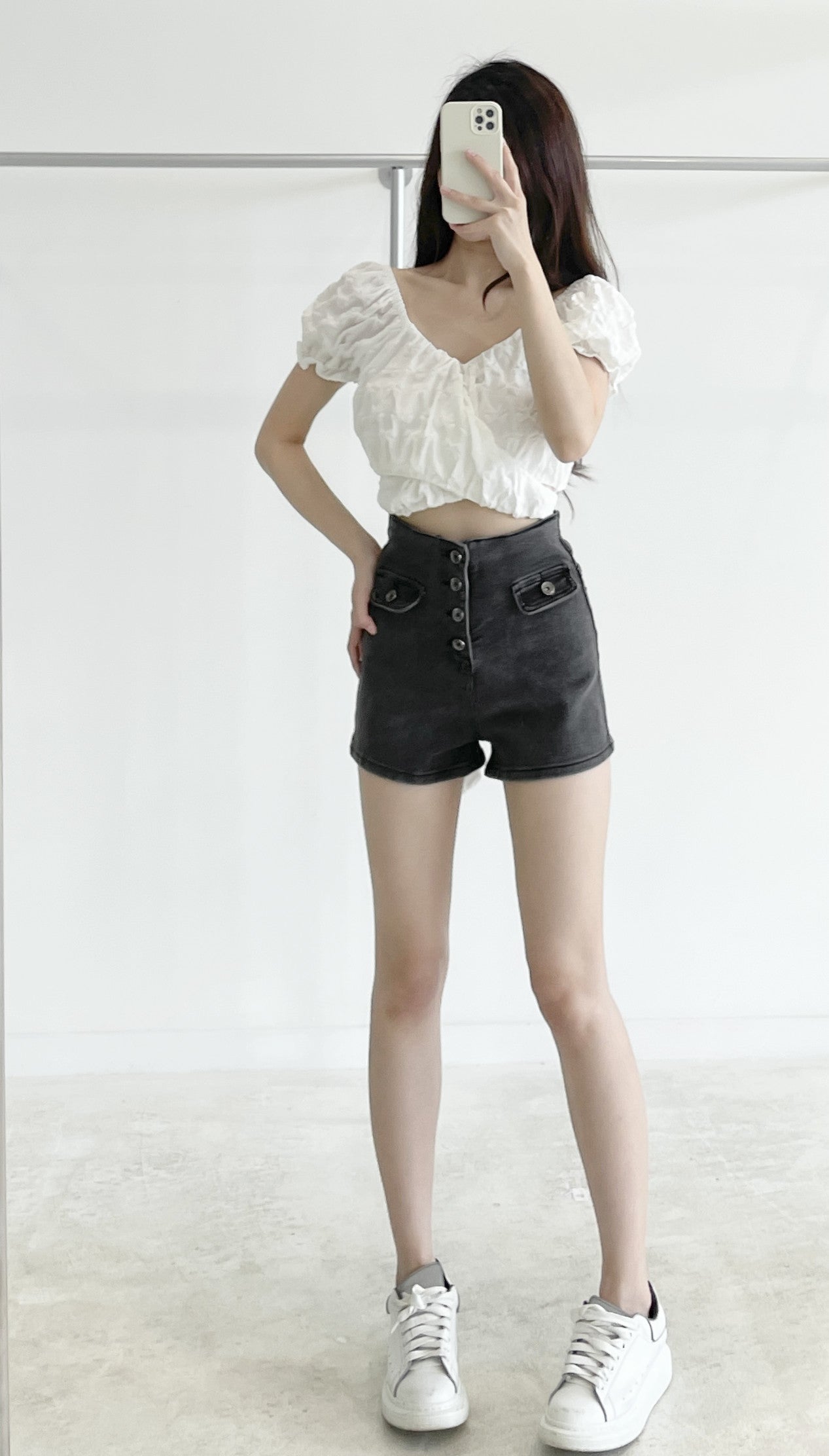 Cross-over short-sleeve cropped top