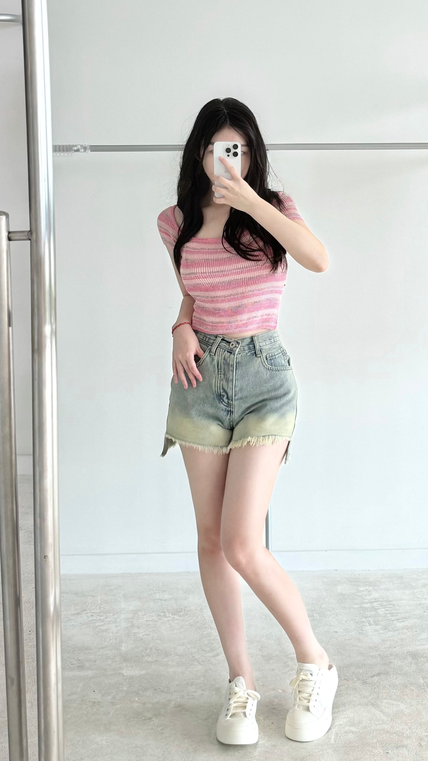 Denim shorts gradient color