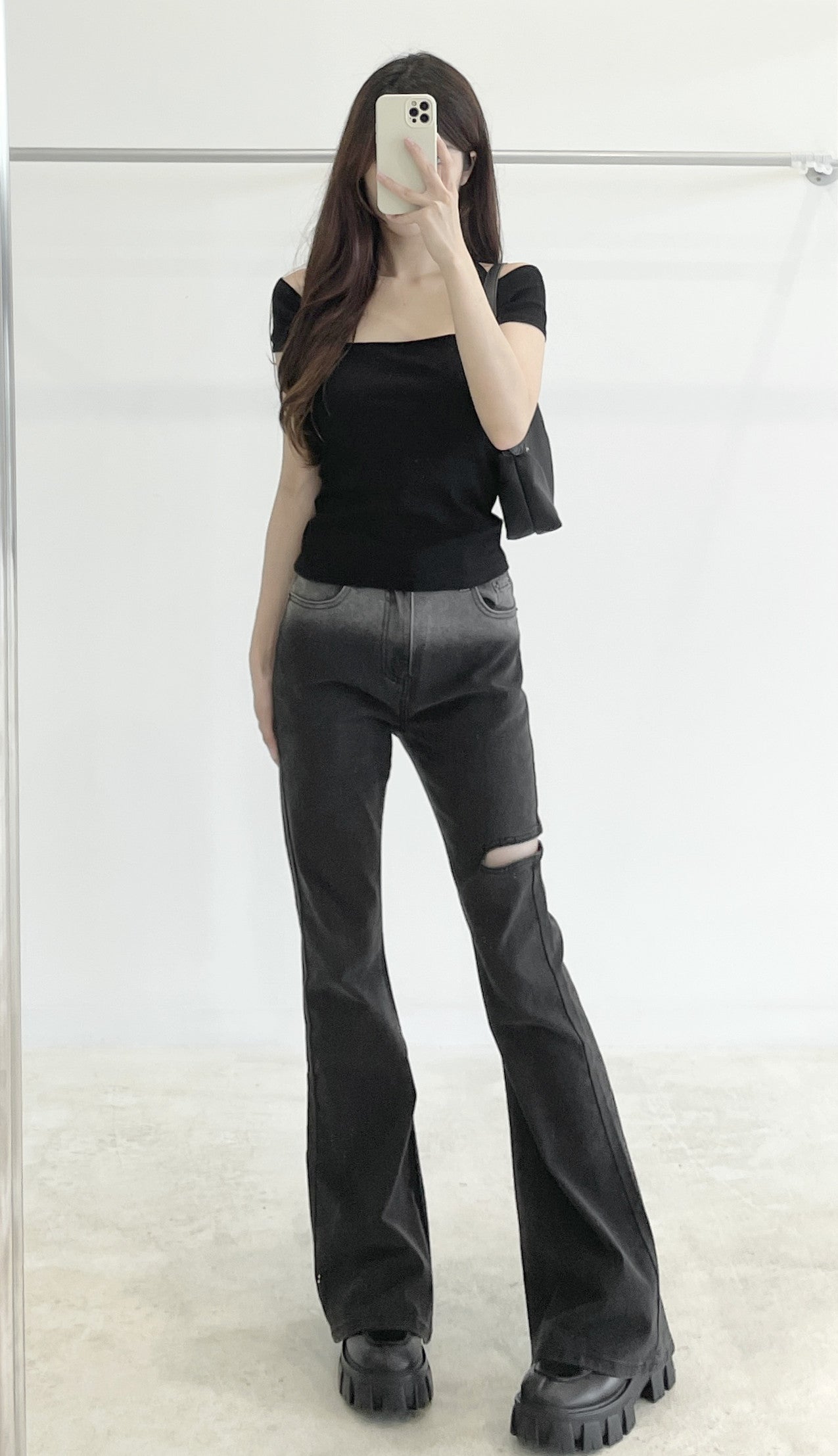 Halter-neck off-shoulder top