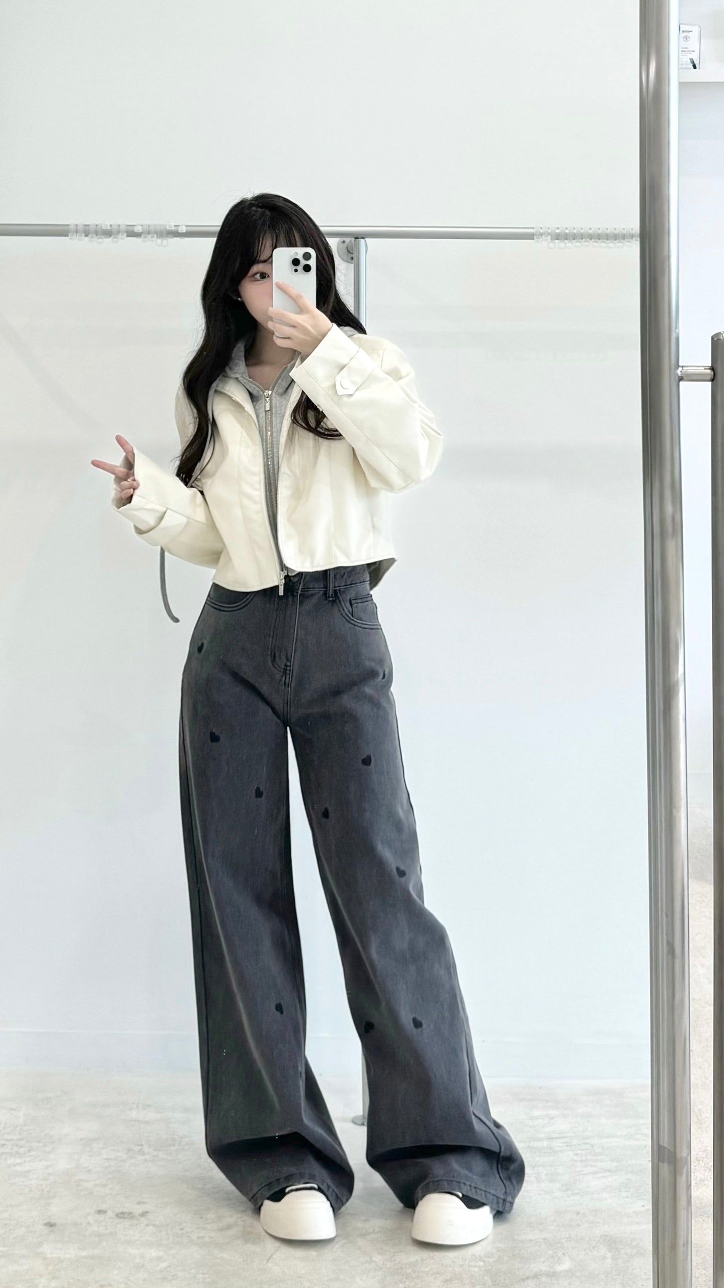 Embroidered love jeans