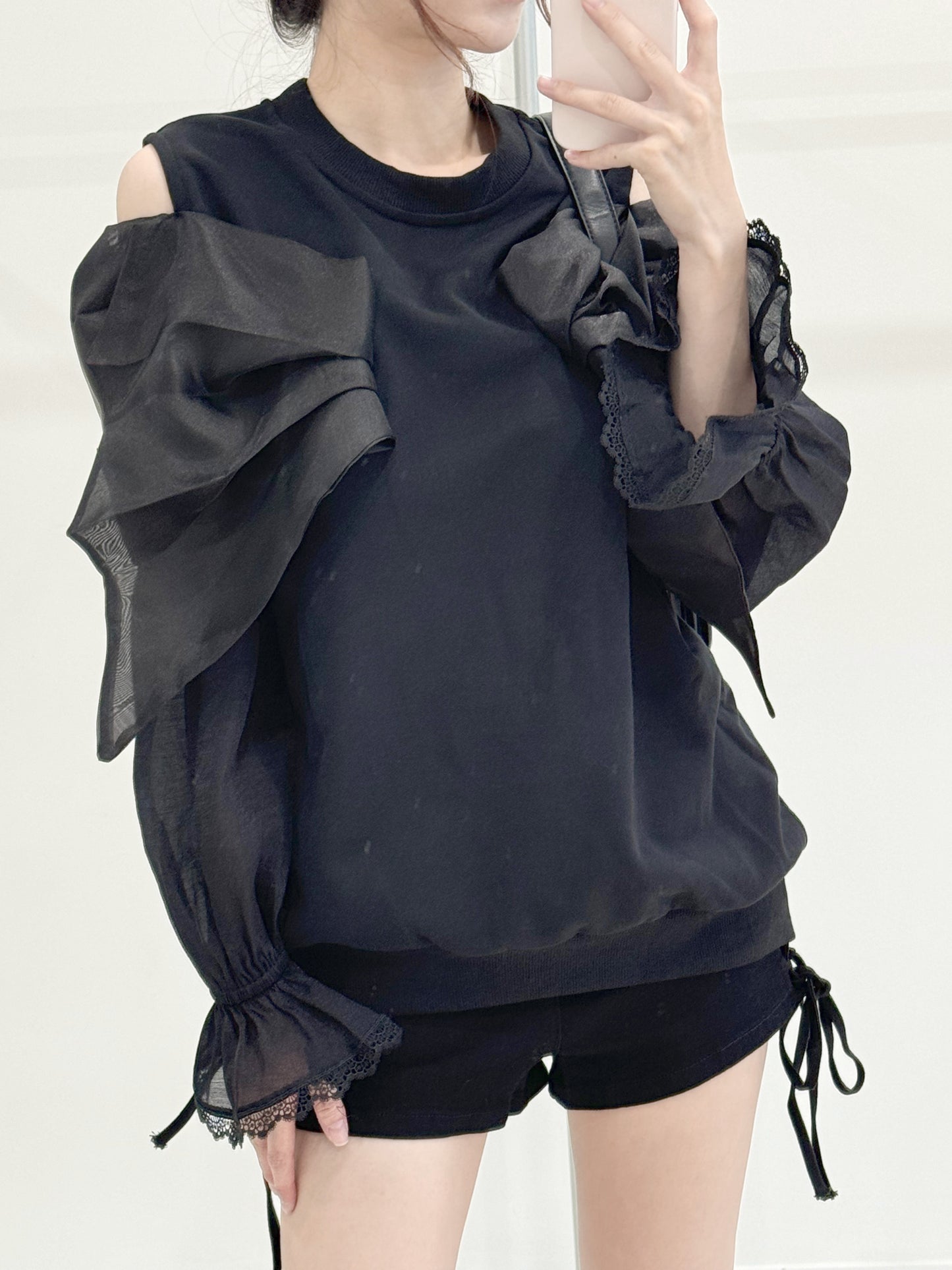 Mesh sleeve hoodie