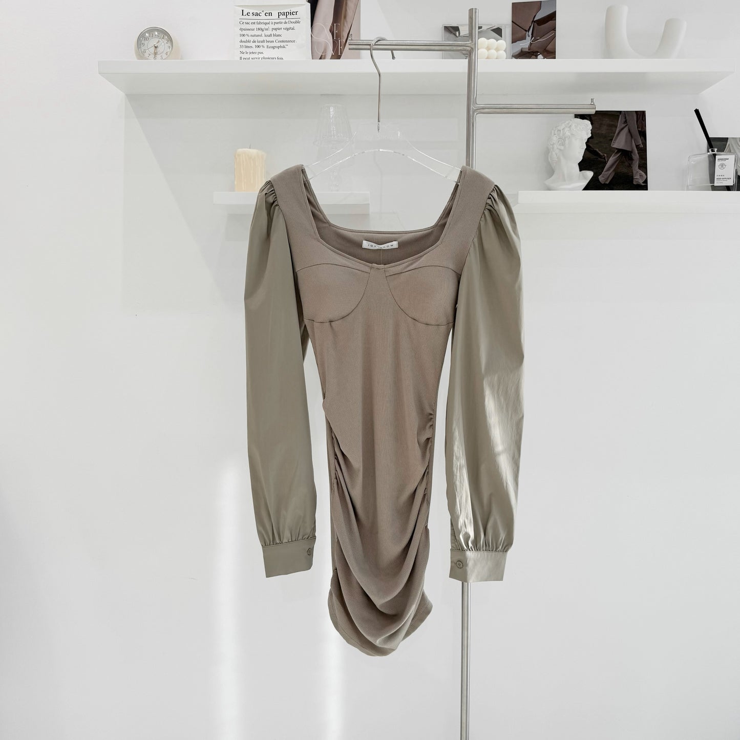 Elastic Long Sleeve Bodycon Dress