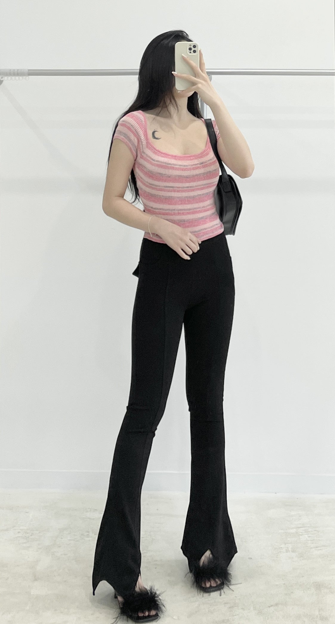 Striped knit short-sleeve