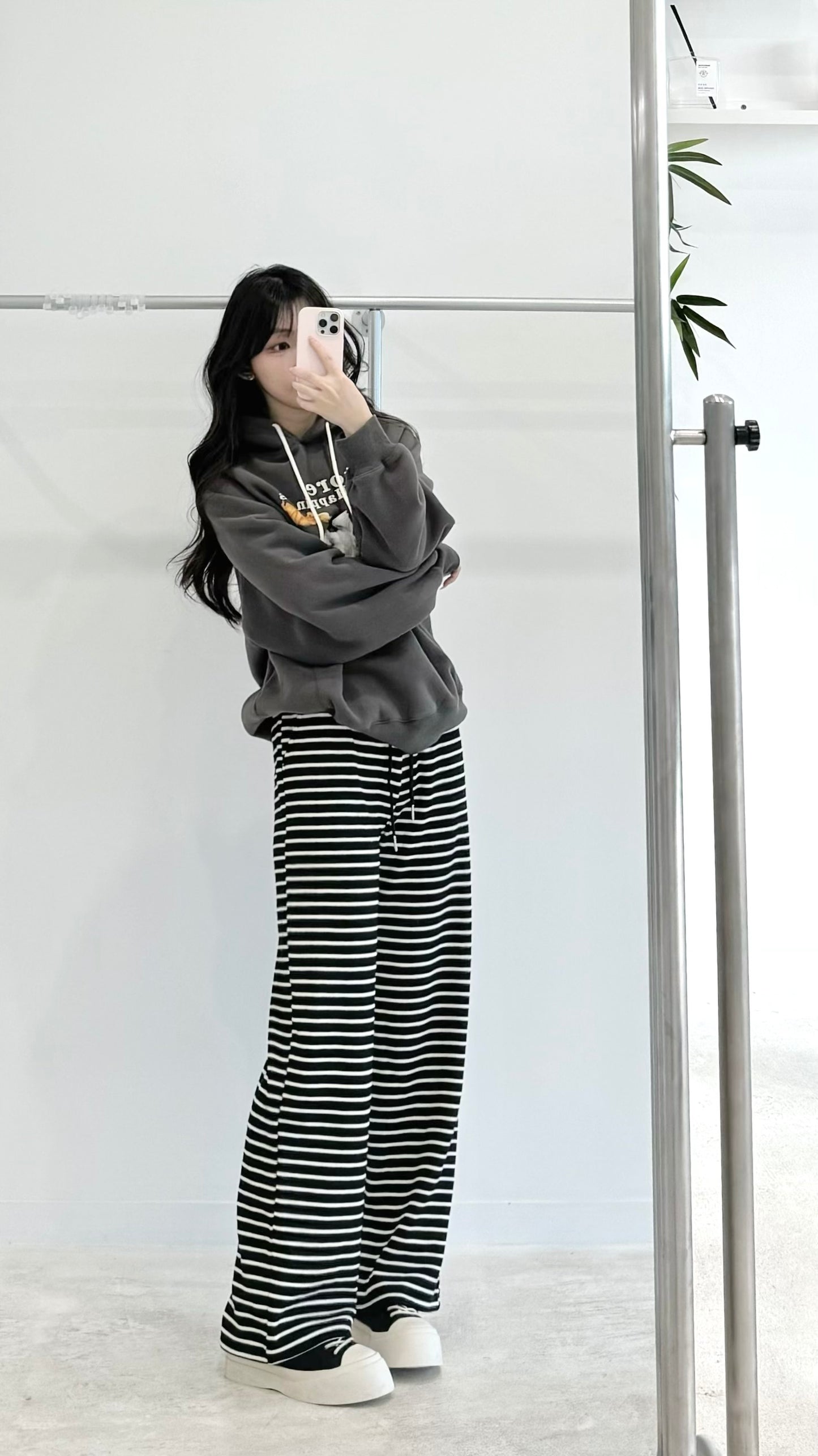 Striped Drawstring Fleece Pants