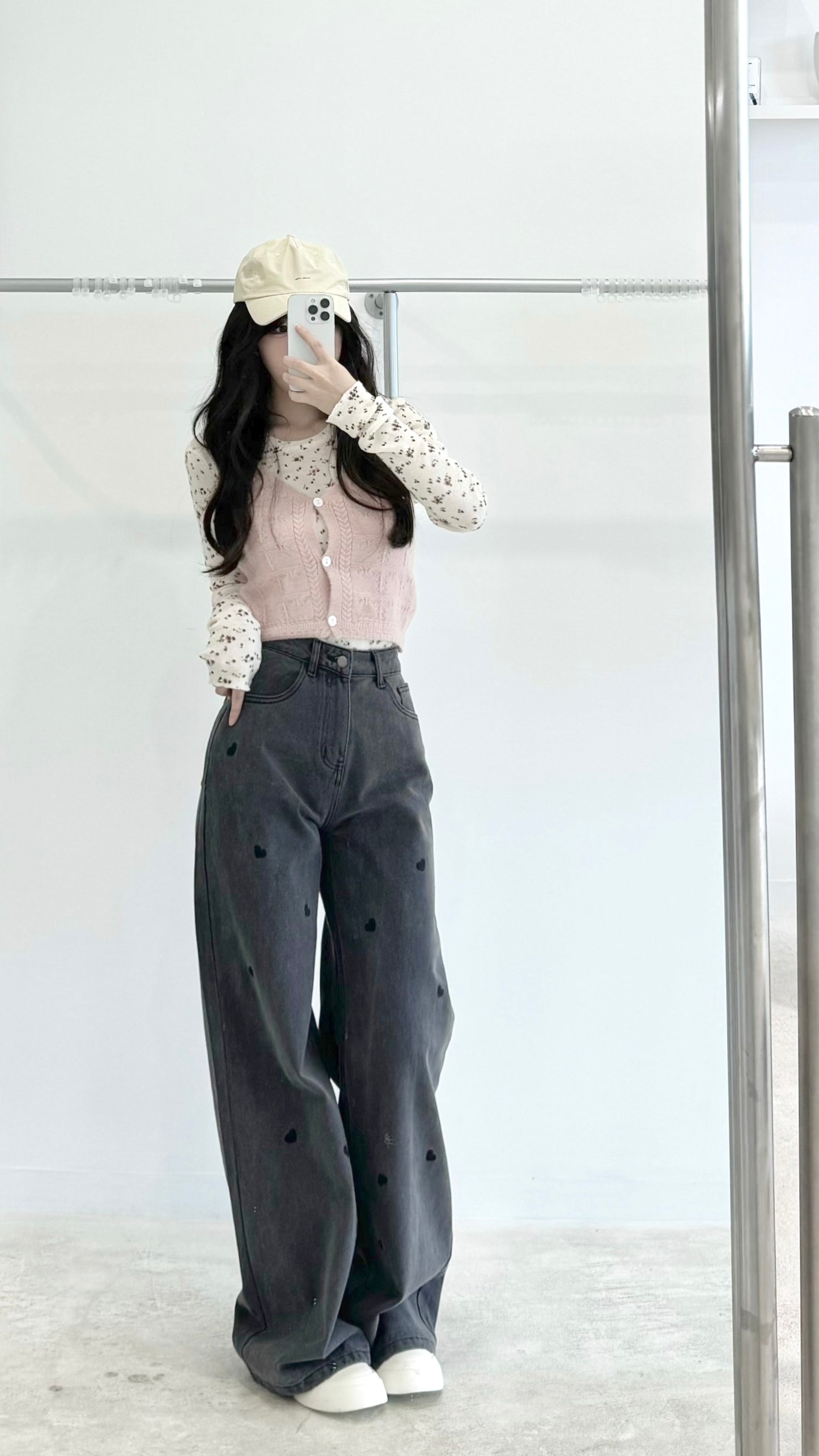 Embroidered love jeans