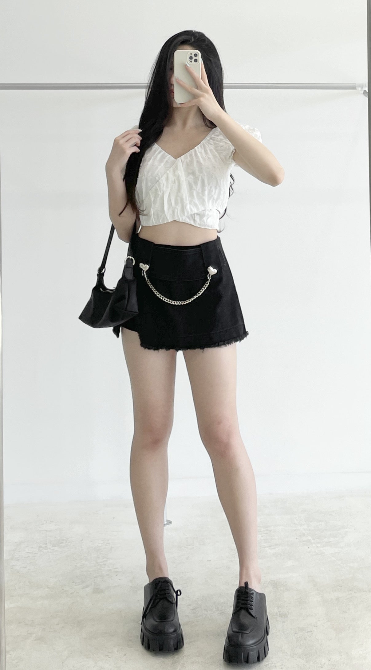 Cross-over short-sleeve cropped top