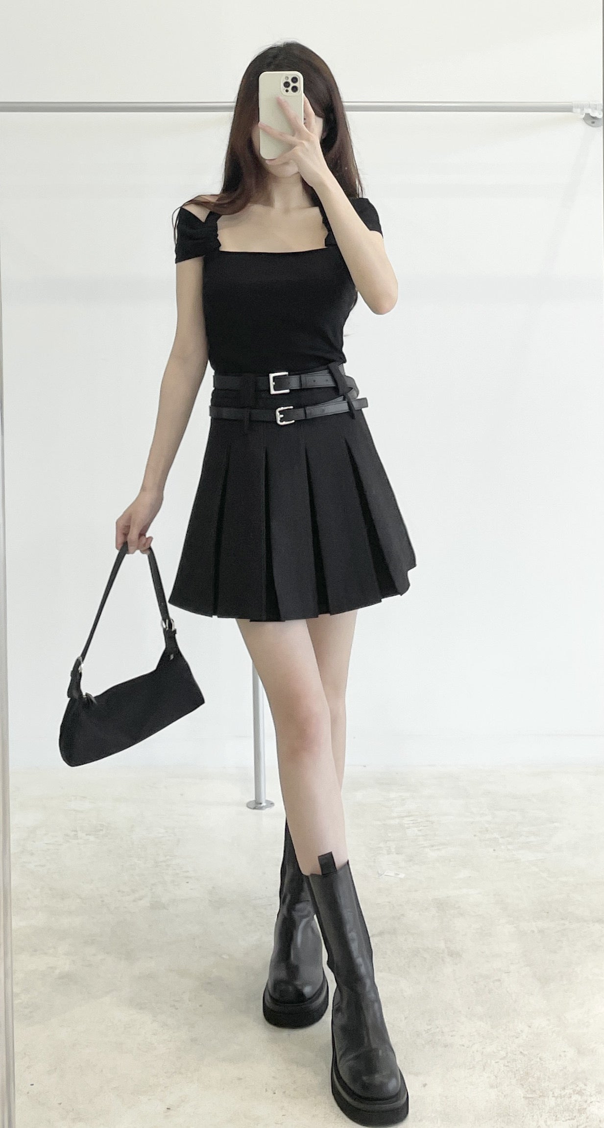 Halter-neck off-shoulder top