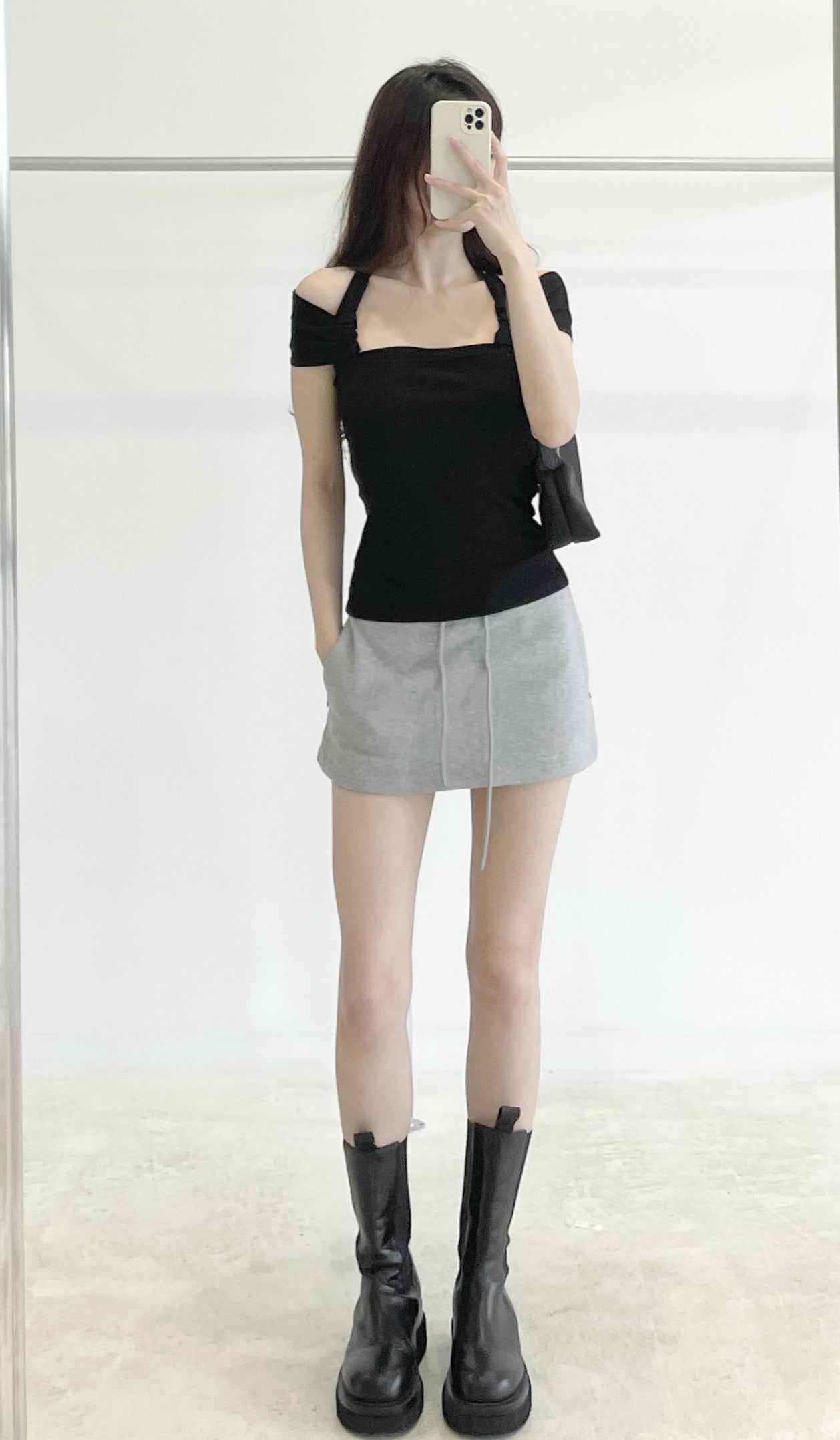 Halter-neck off-shoulder top