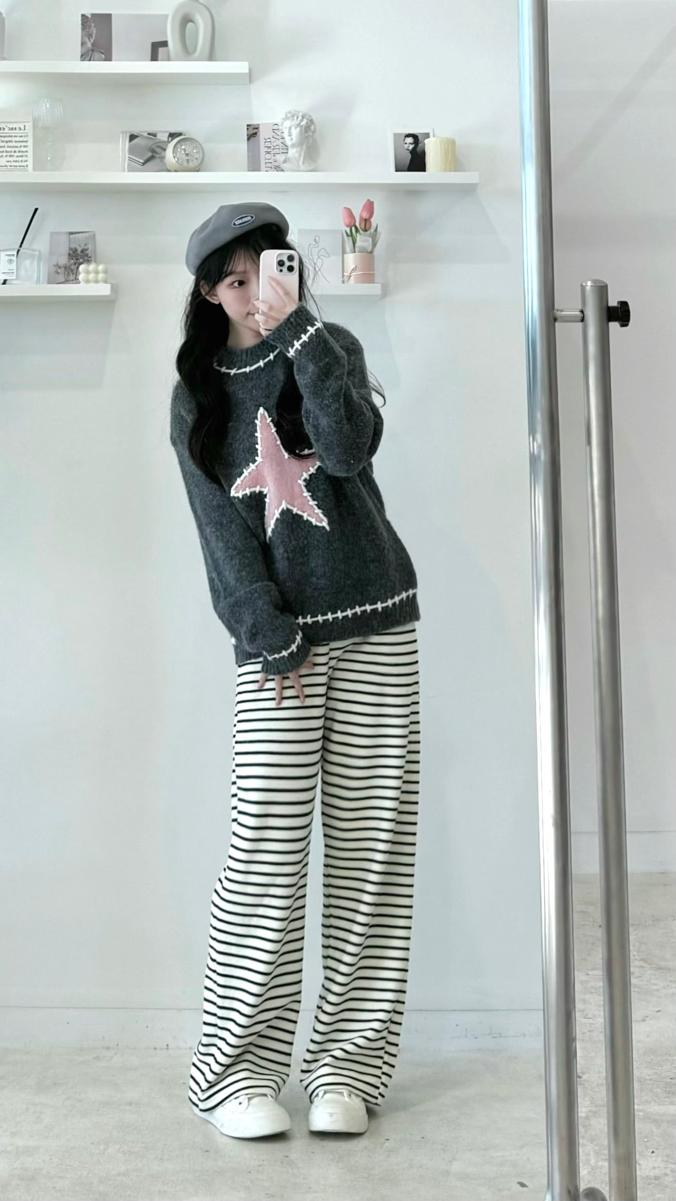 Striped Drawstring Fleece Pants