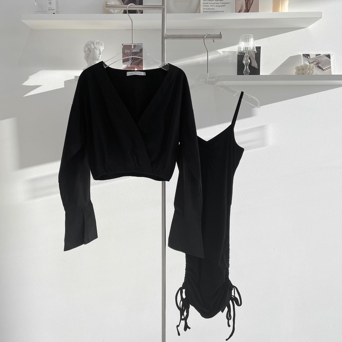 Long-Sleeve Shirt and Camisole Dress Set
