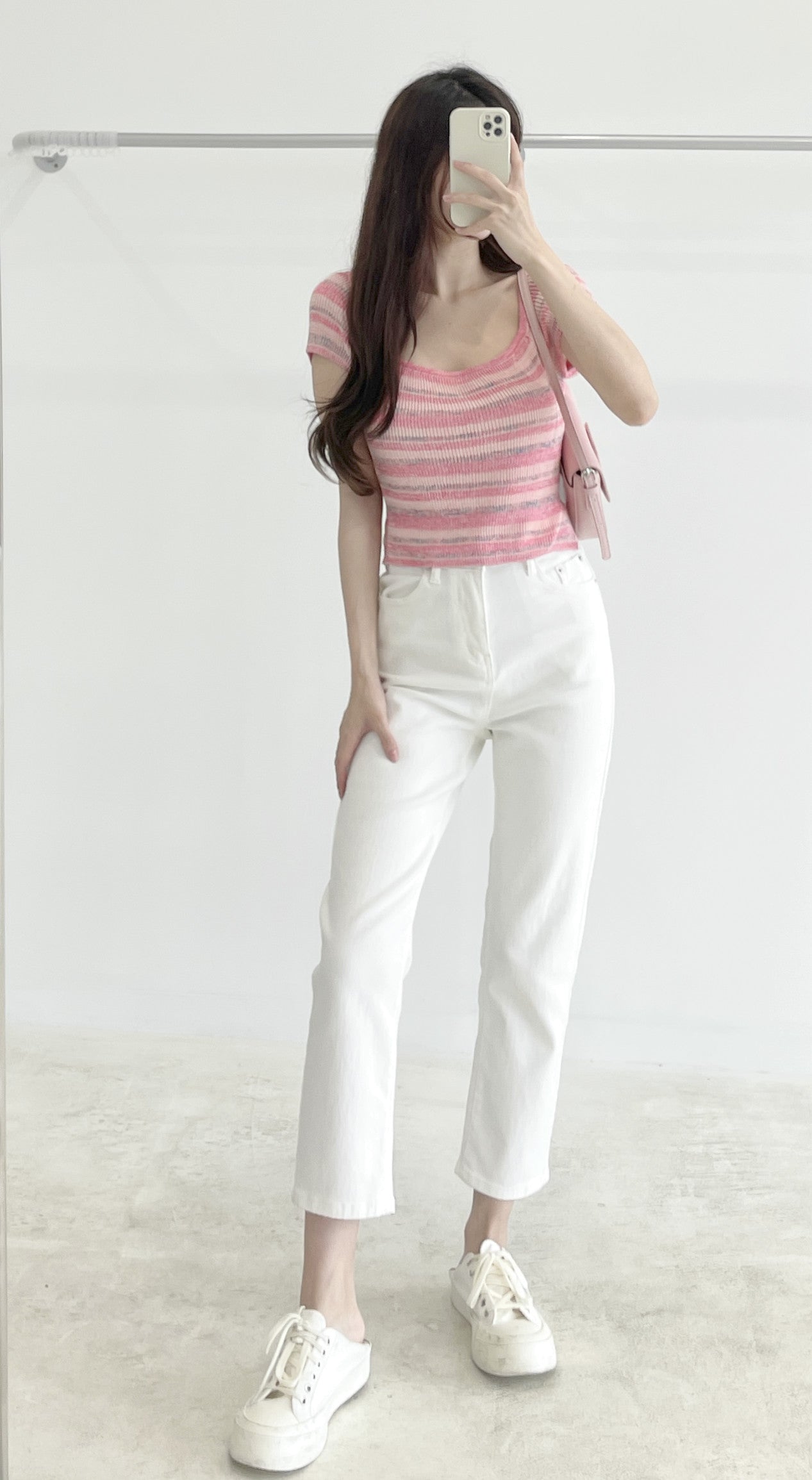 Striped knit short-sleeve
