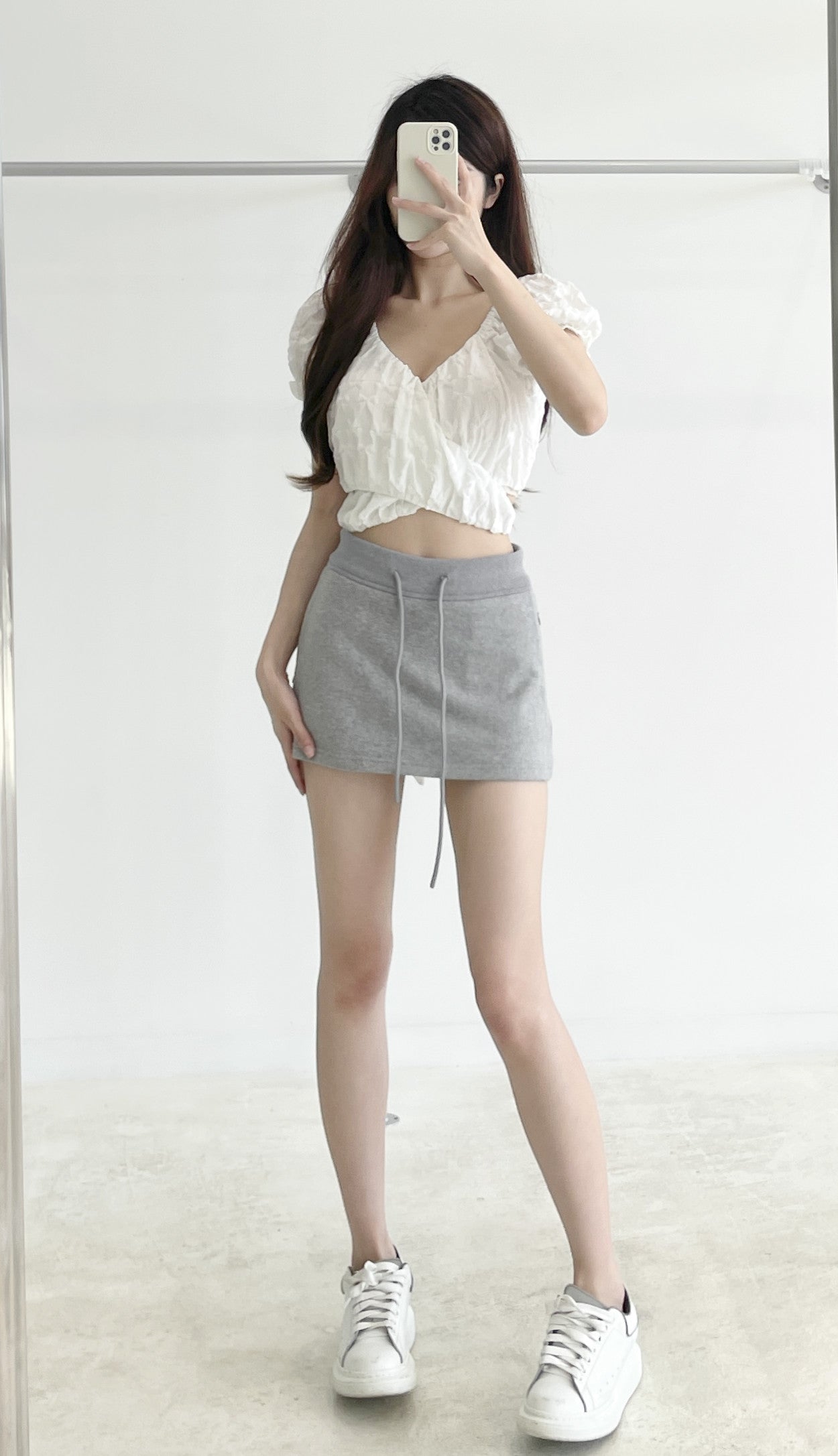 Cross-over short-sleeve cropped top