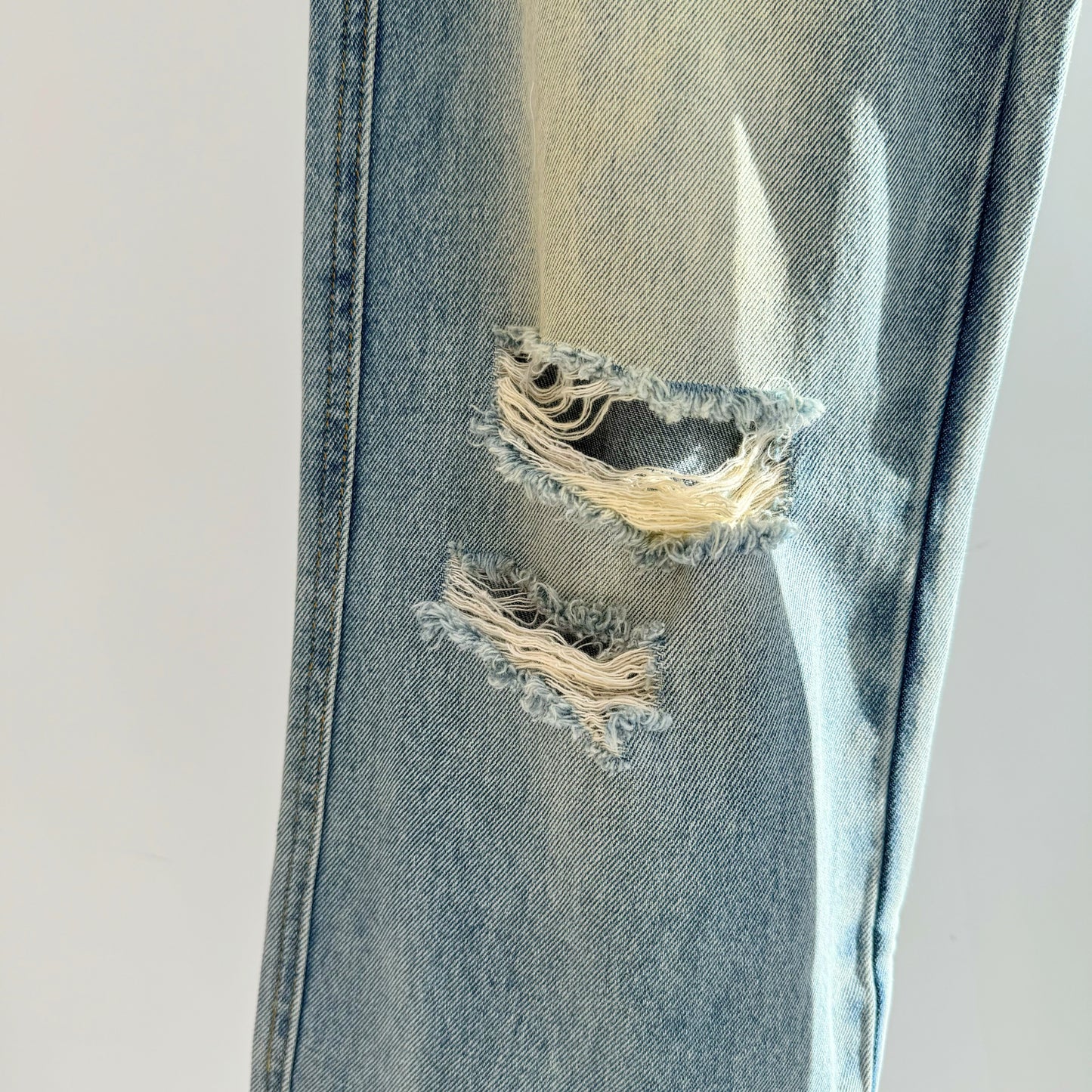High-Waisted Distressed Wide-Leg Jeans