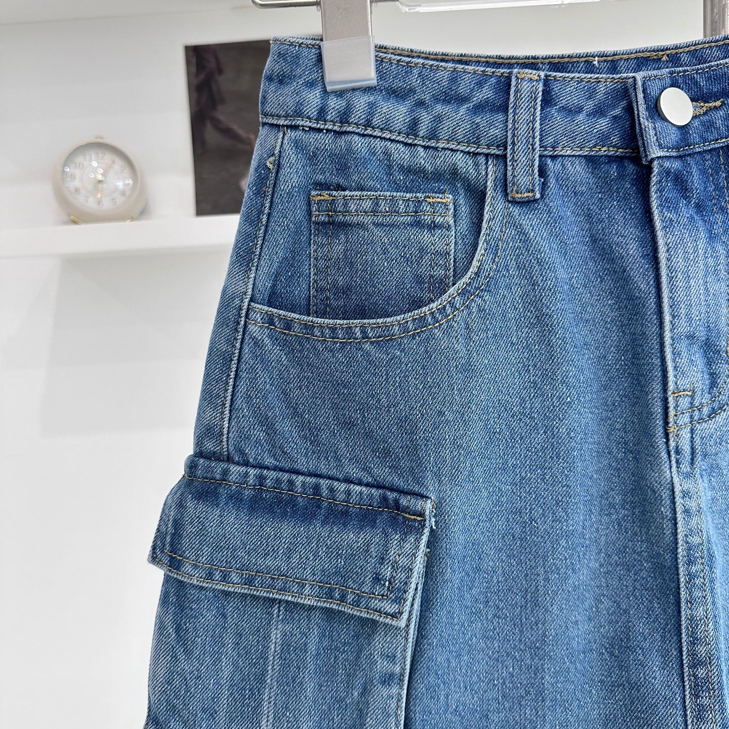 Pocket Denim Workwear Mini Skirt