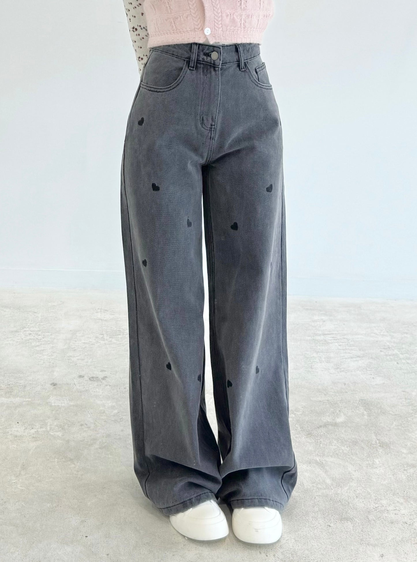 Embroidered love jeans