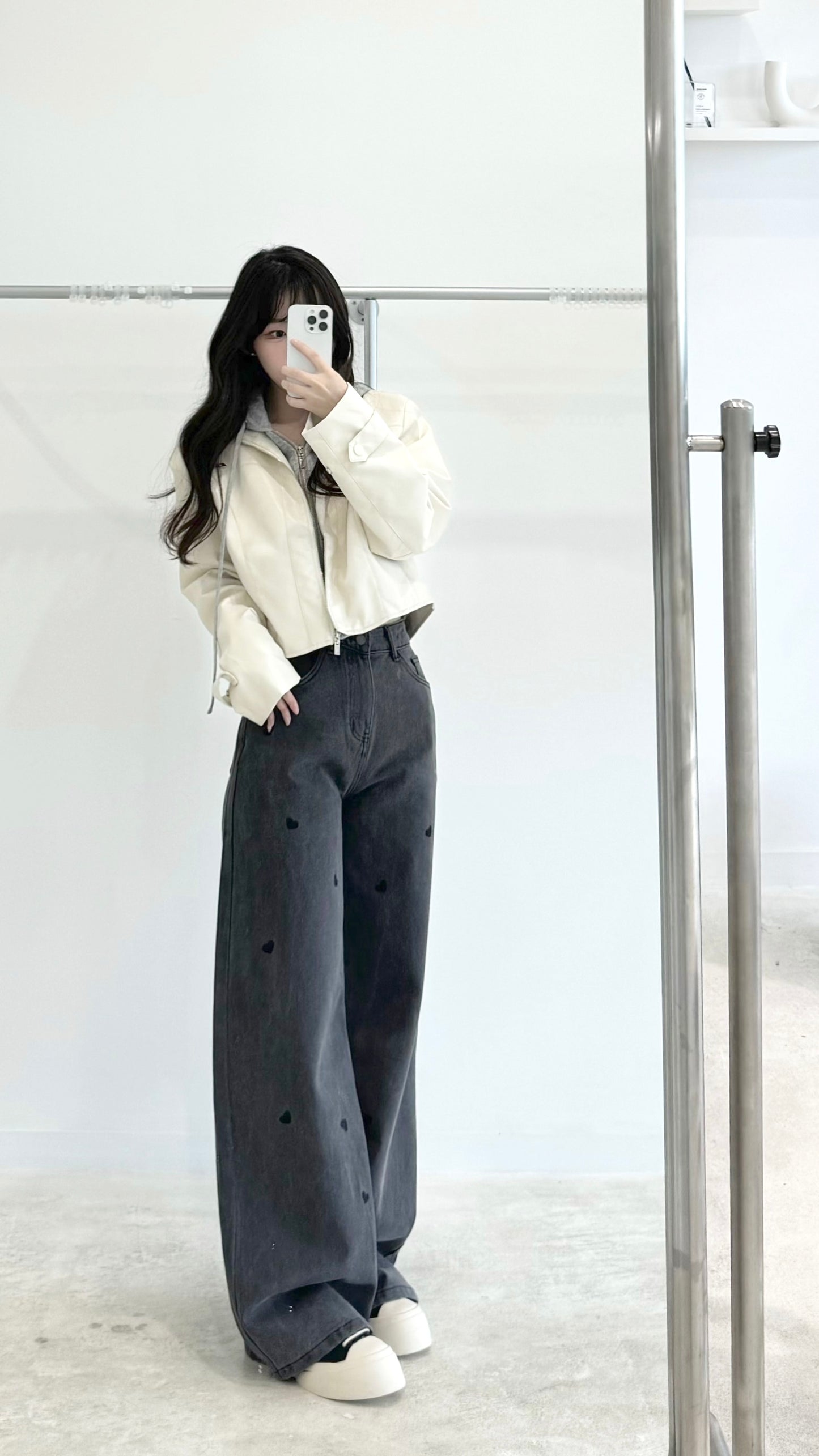Embroidered love jeans
