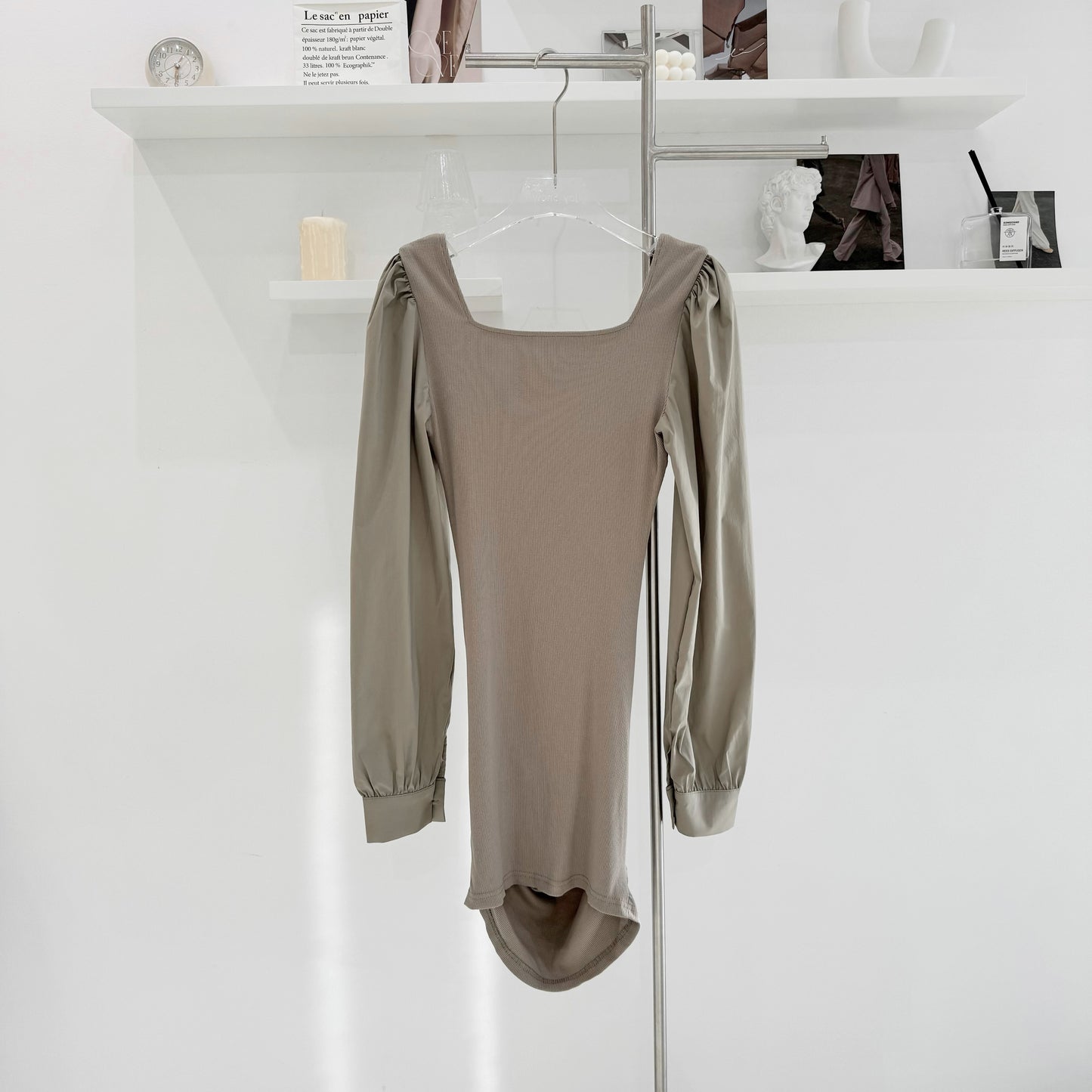 Elastic Long Sleeve Bodycon Dress