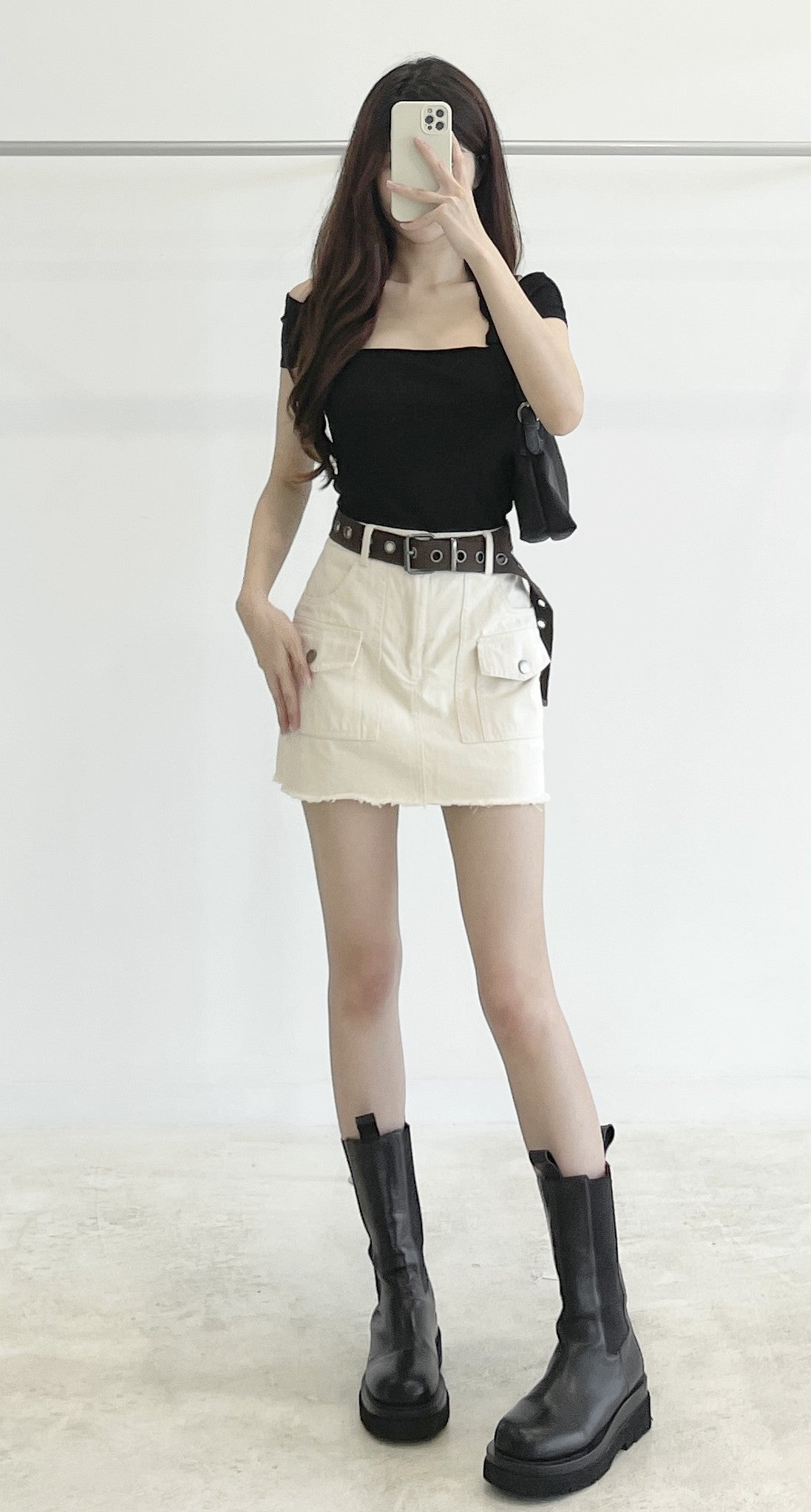 Halter-neck off-shoulder top
