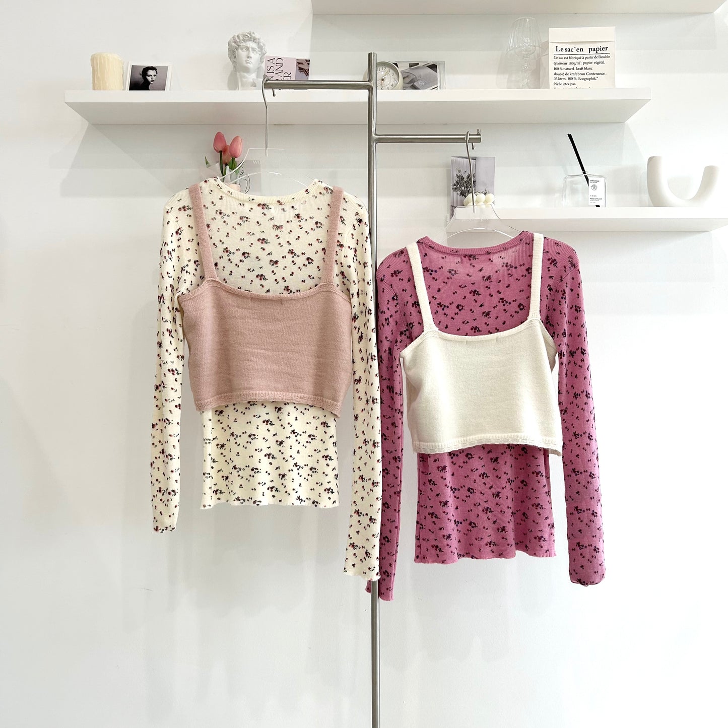 Floral waistcoat two-piece set