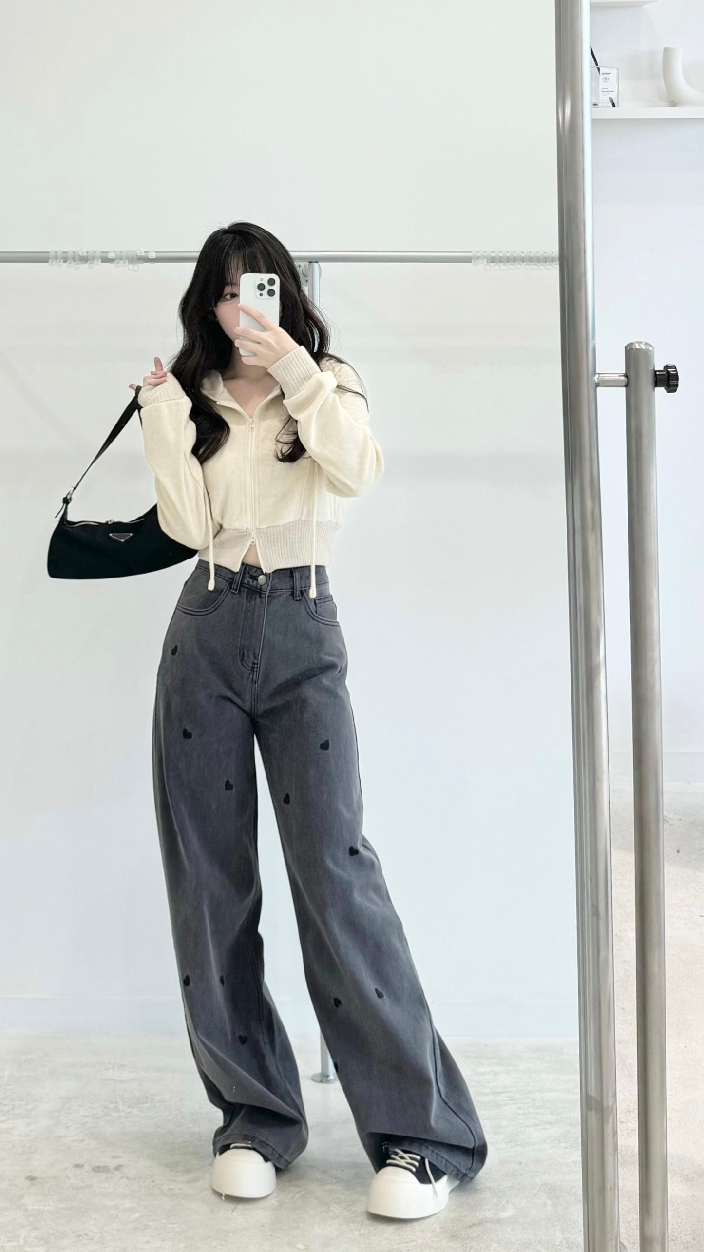 Embroidered love jeans