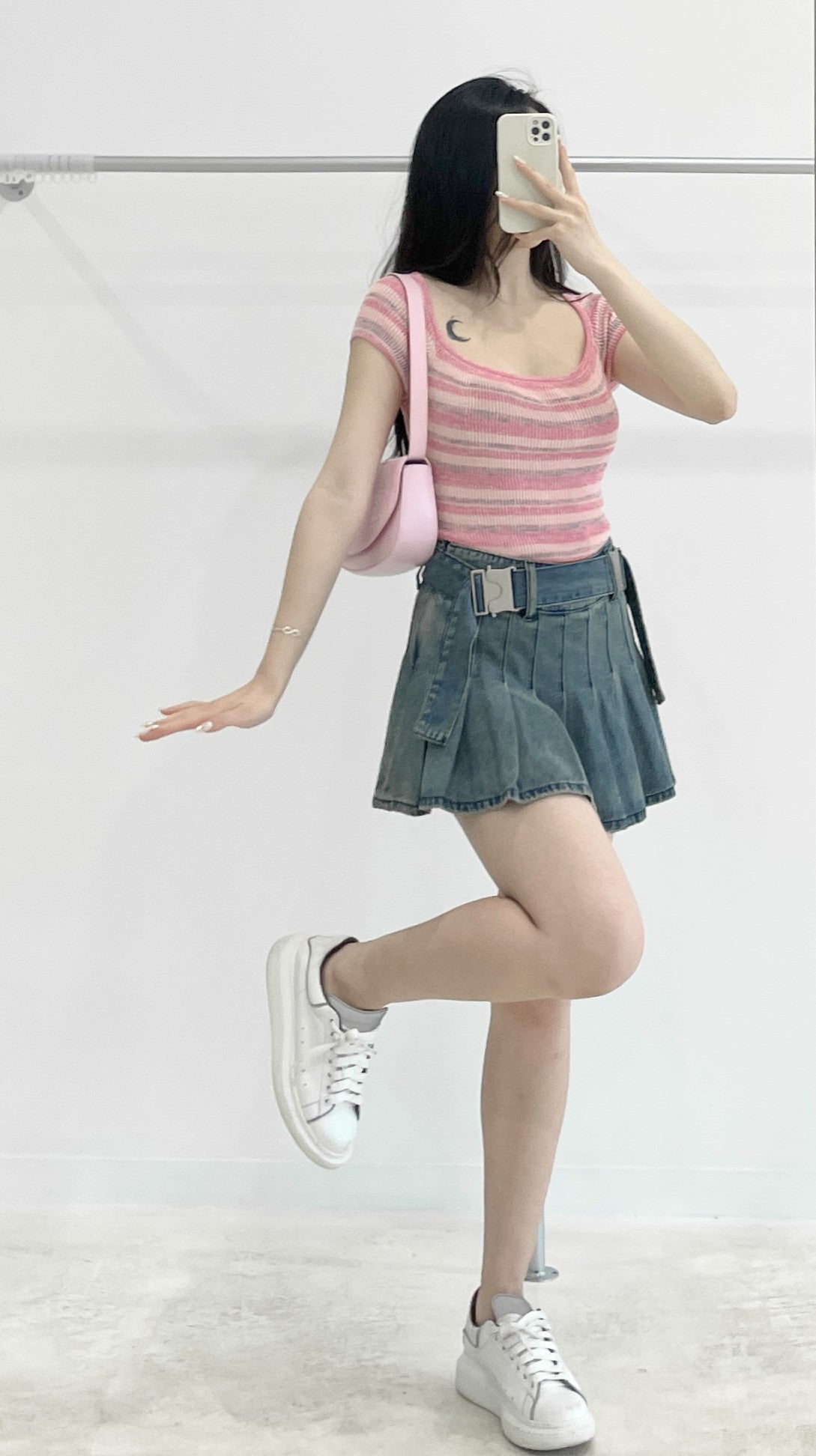 Striped knit short-sleeve