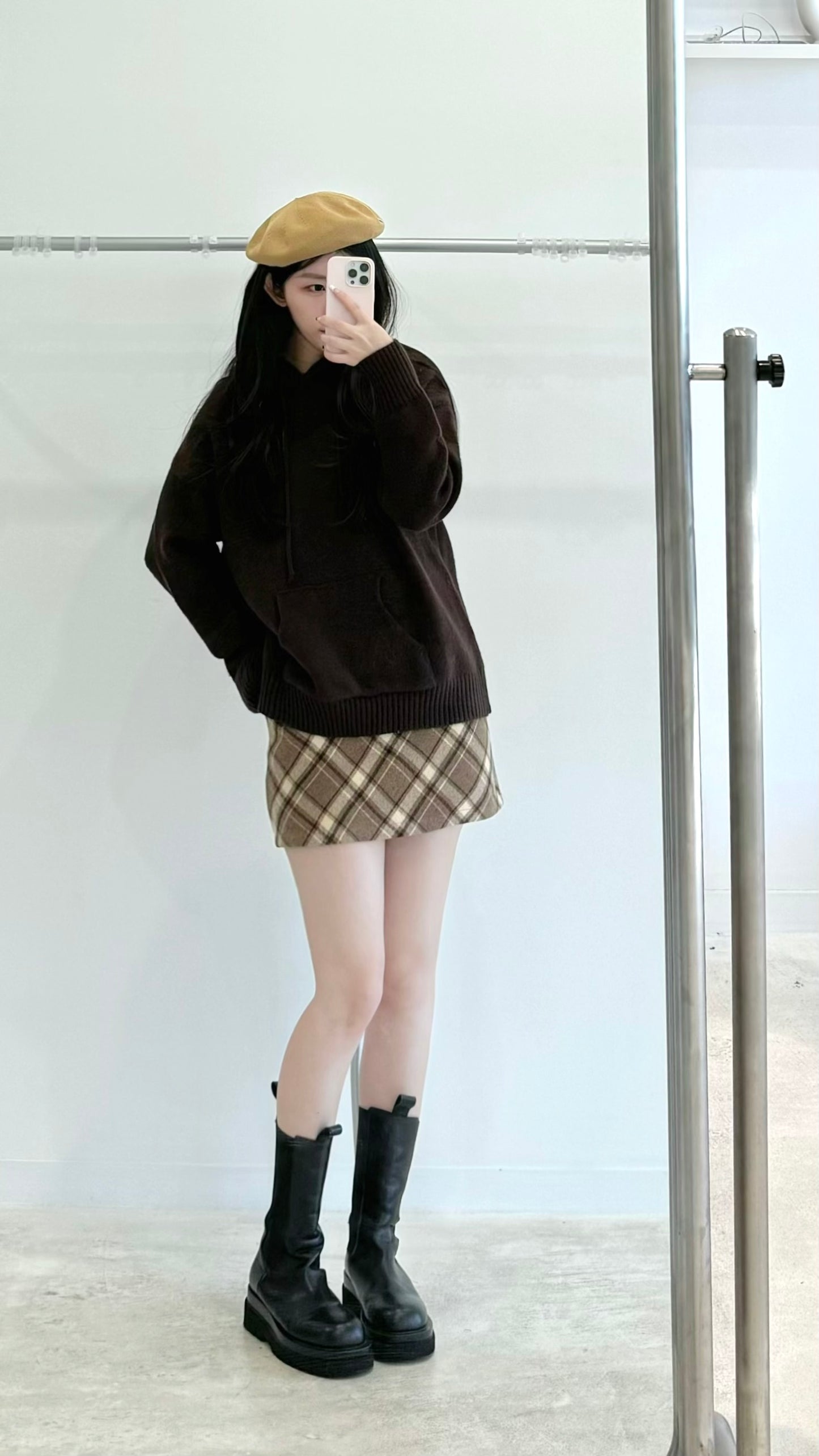 Wool Plaid Mini Skirt