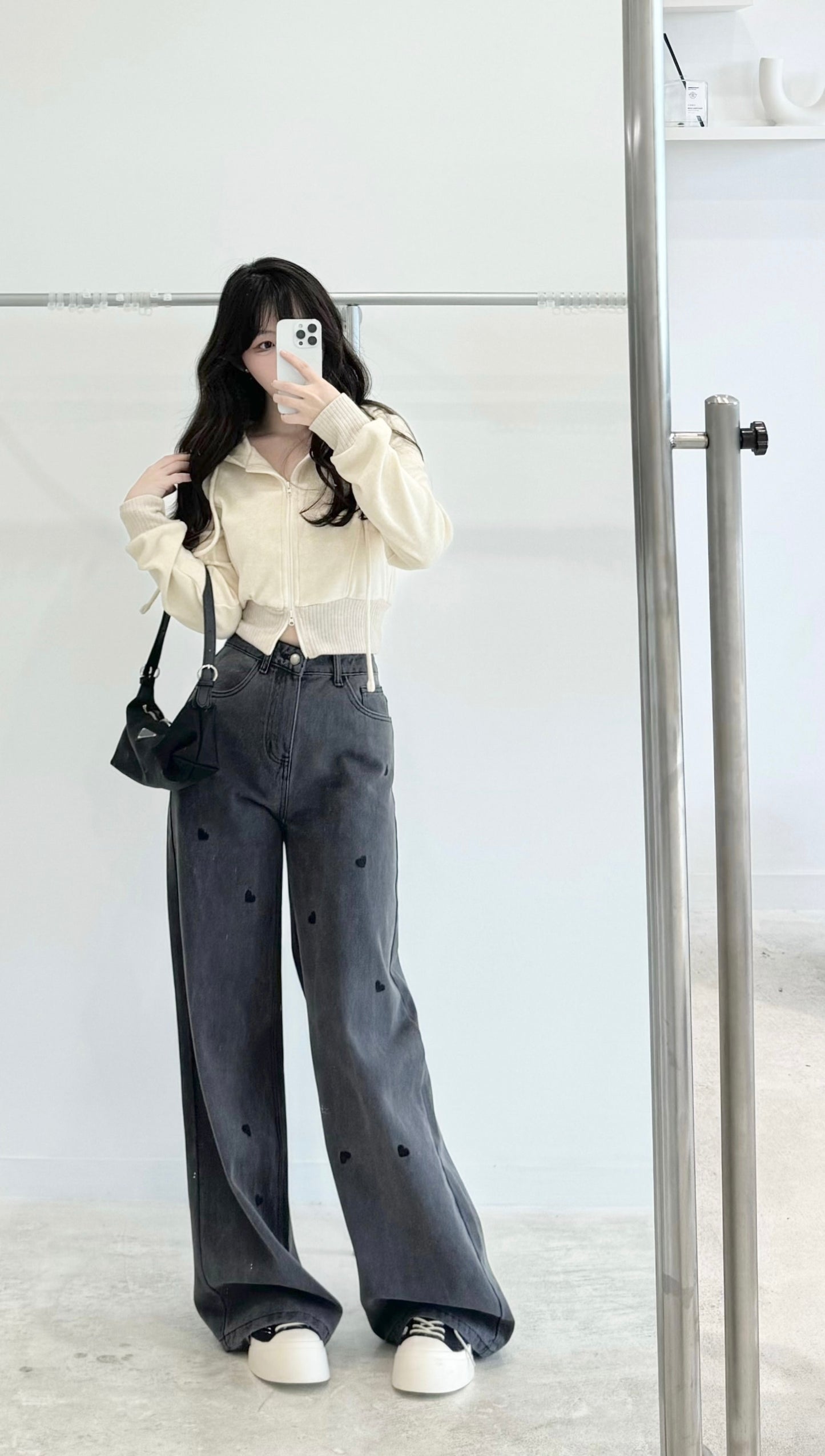 Embroidered love jeans