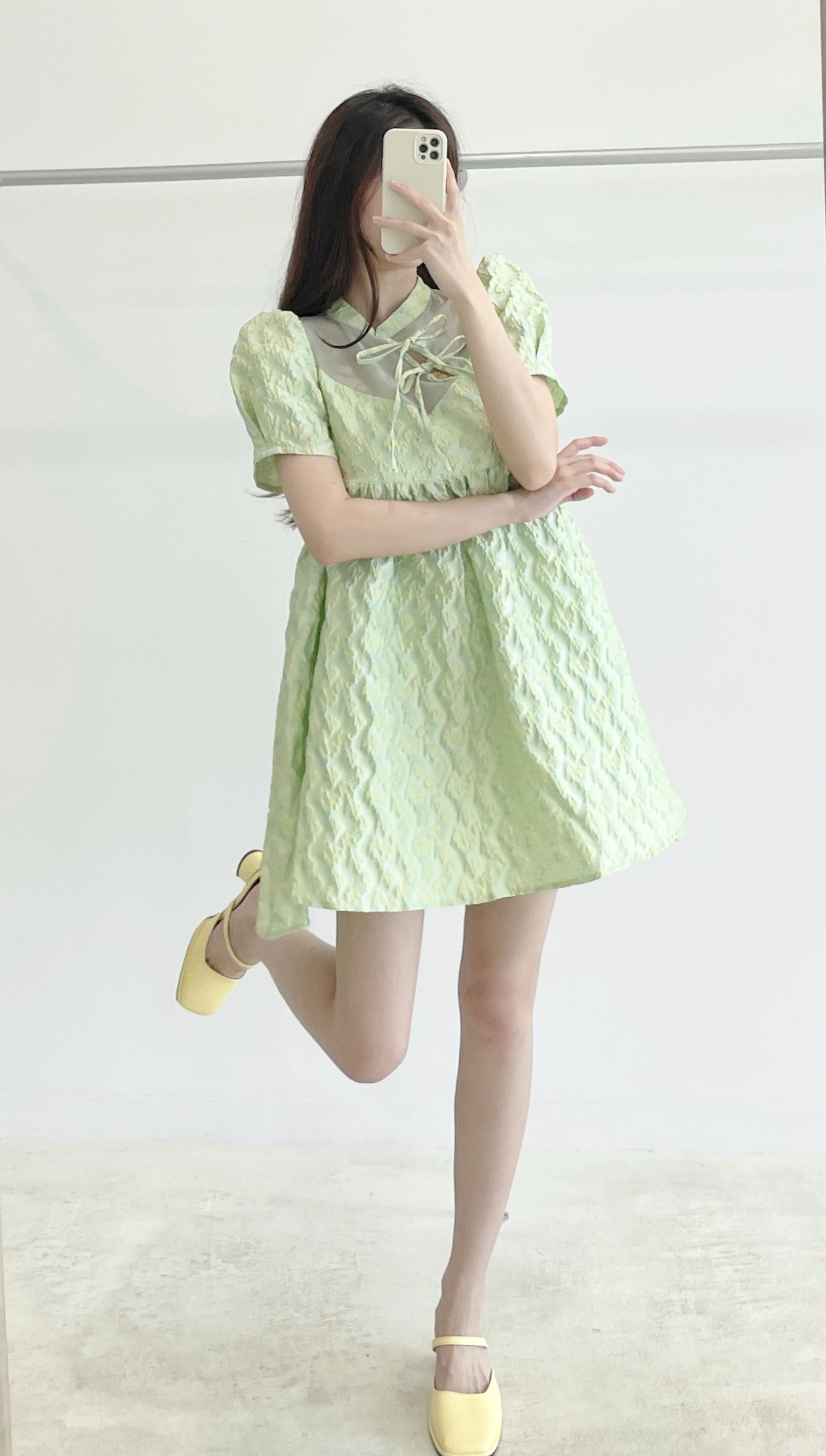Qipao-inspired short-sleeve dress
