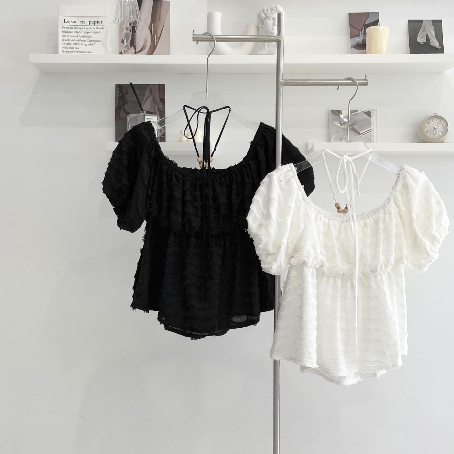 halter-neck short-sleeve top
