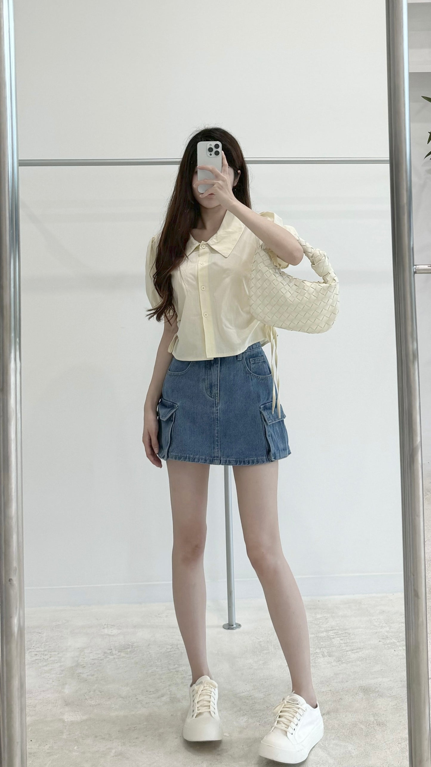 Pocket Denim Workwear Mini Skirt