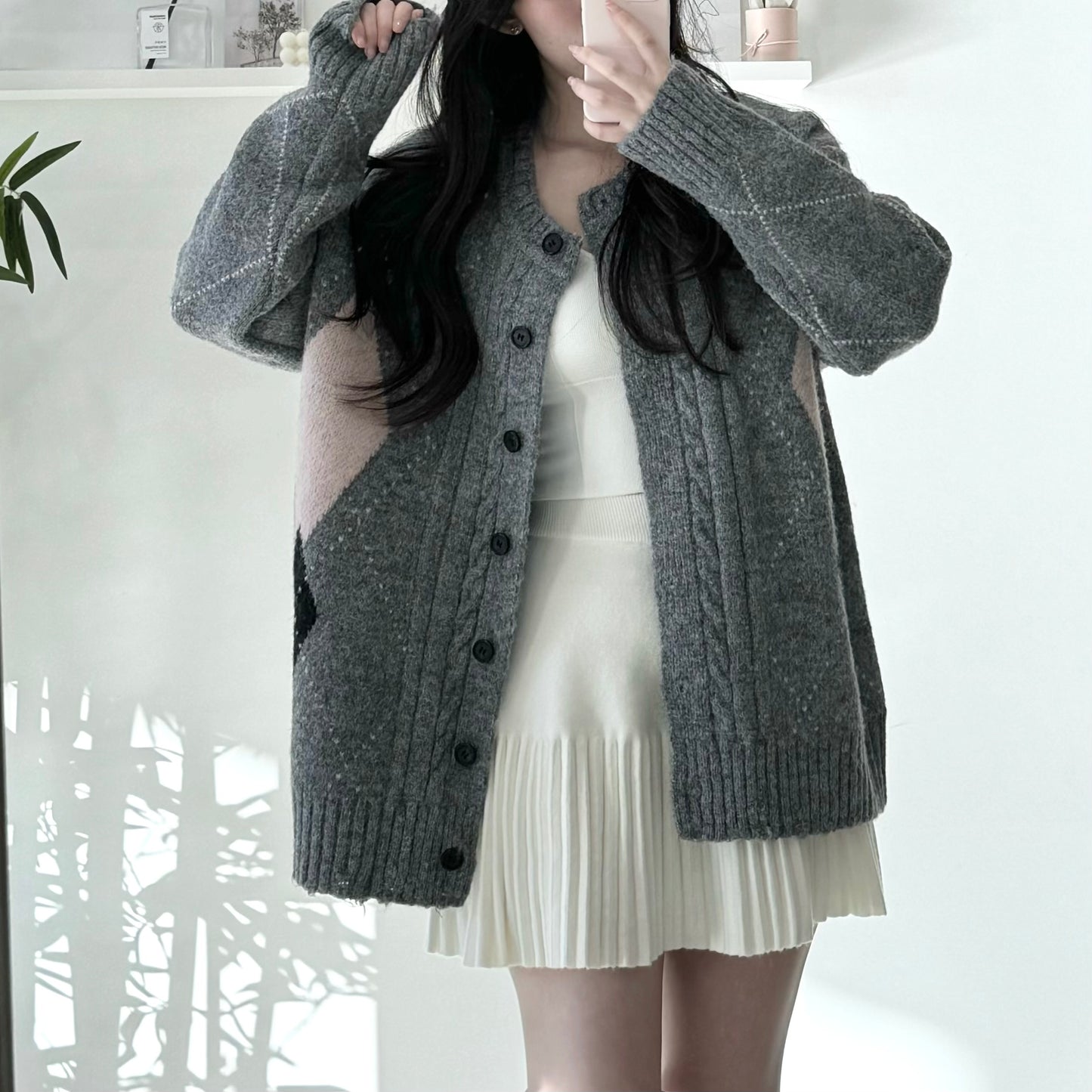 Plaid Sweater Cardigan