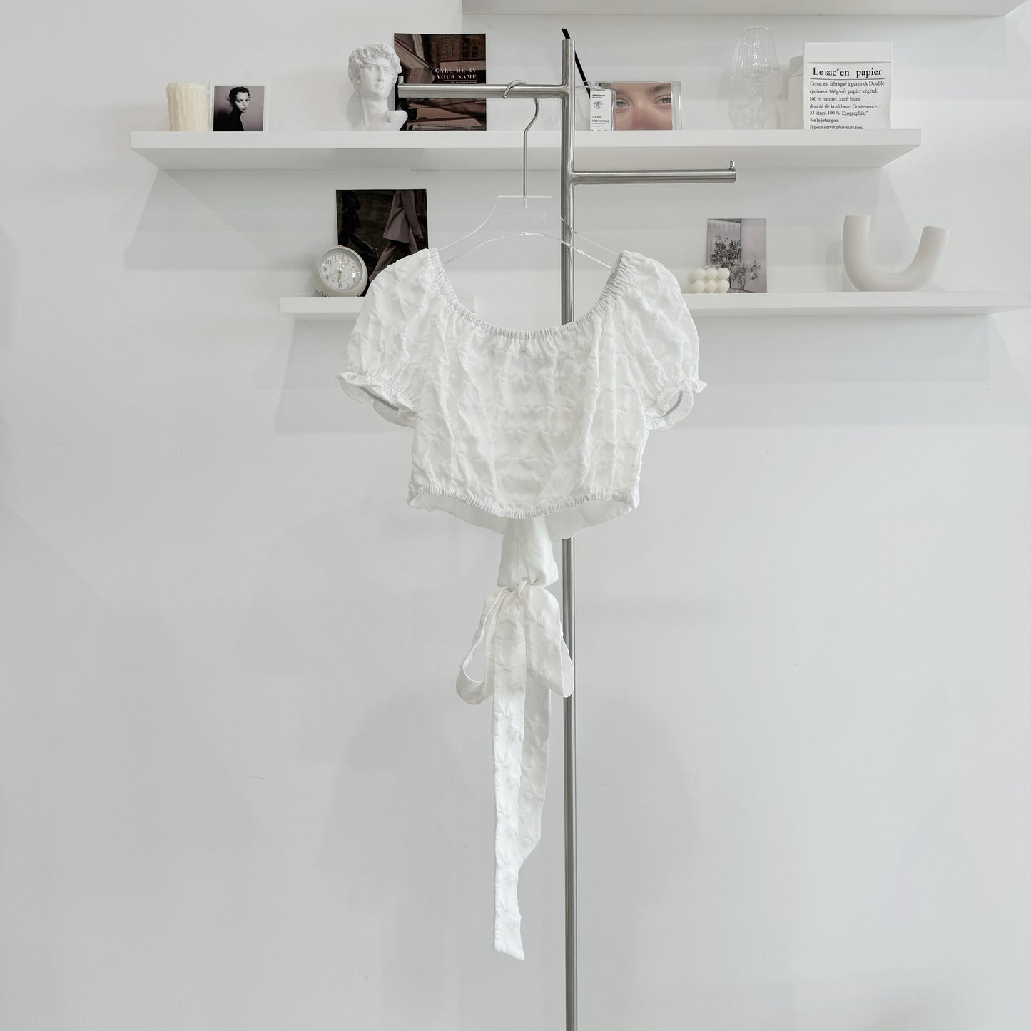 Cross-over short-sleeve cropped top