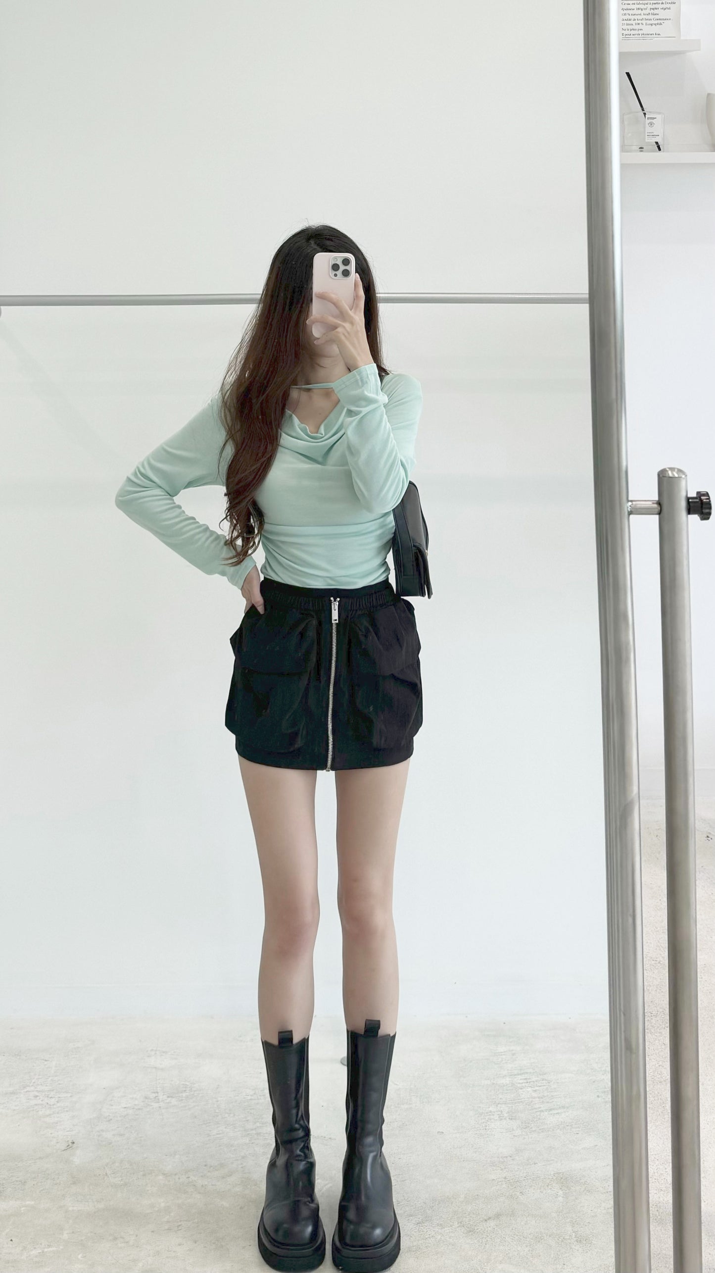 Zip-up cargo skirt