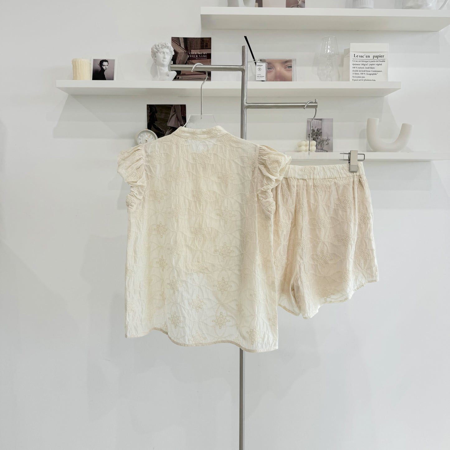 Qipao-inspired short-sleeve shorts set