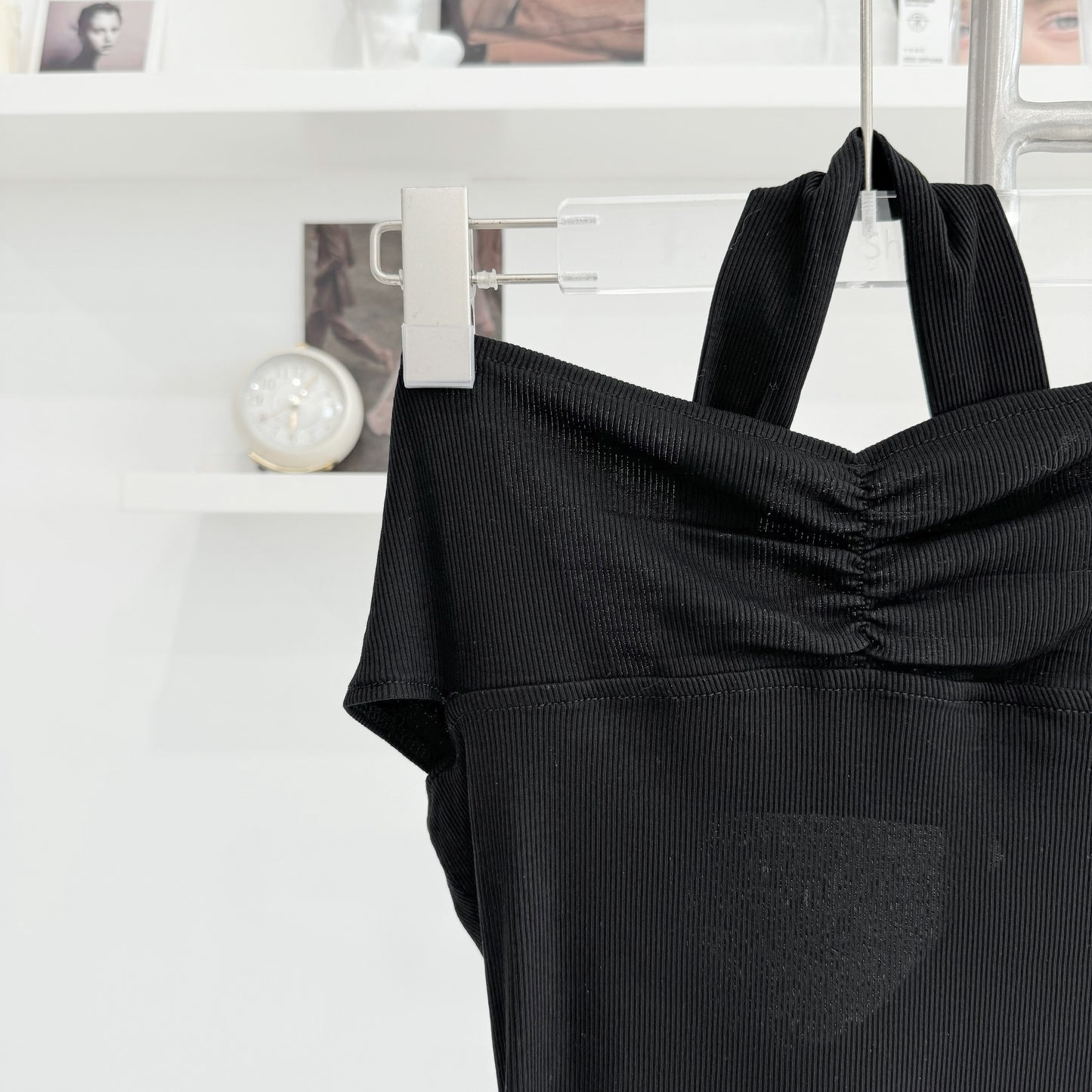 Halter-neck off-shoulder top