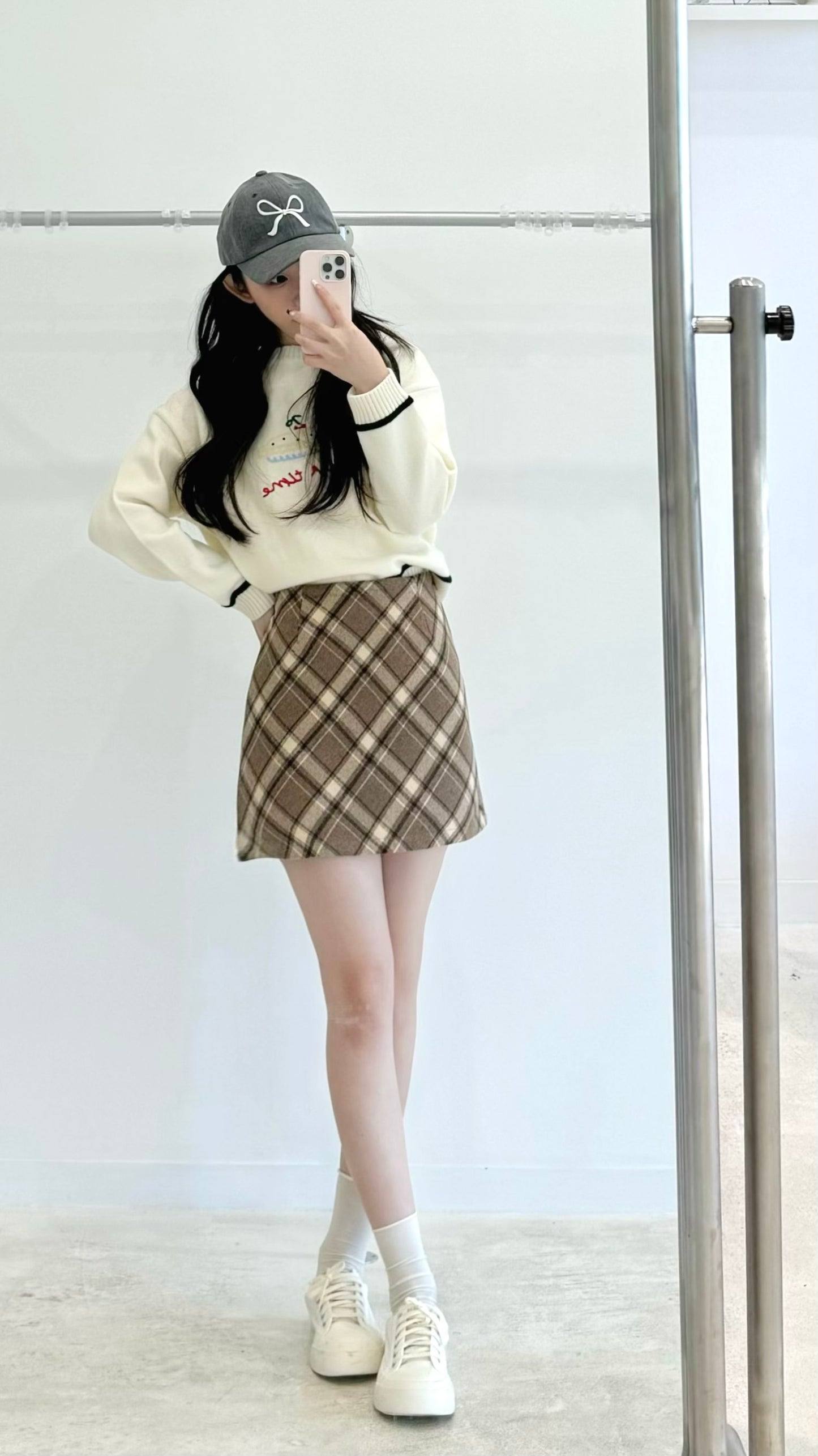 Wool Plaid Mini Skirt