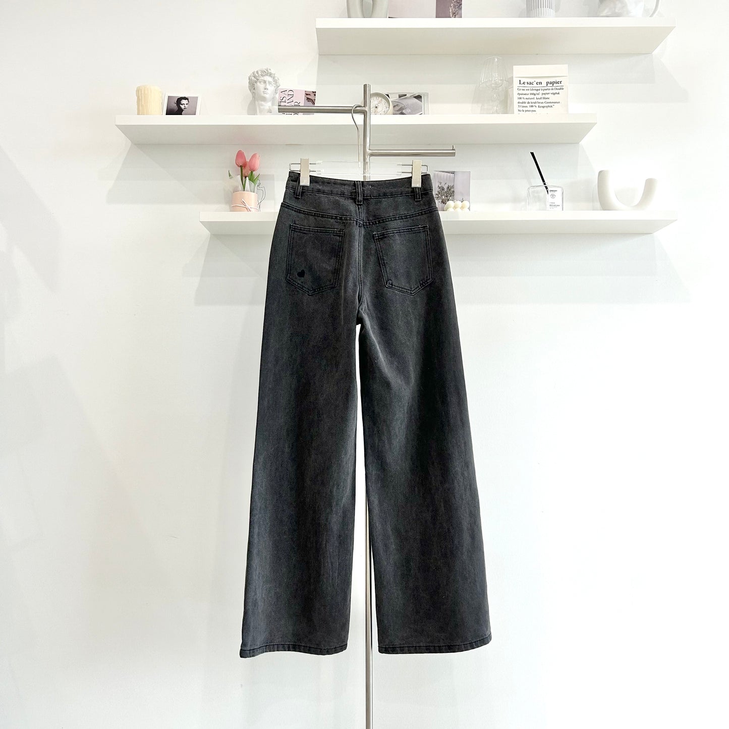 Embroidered love jeans