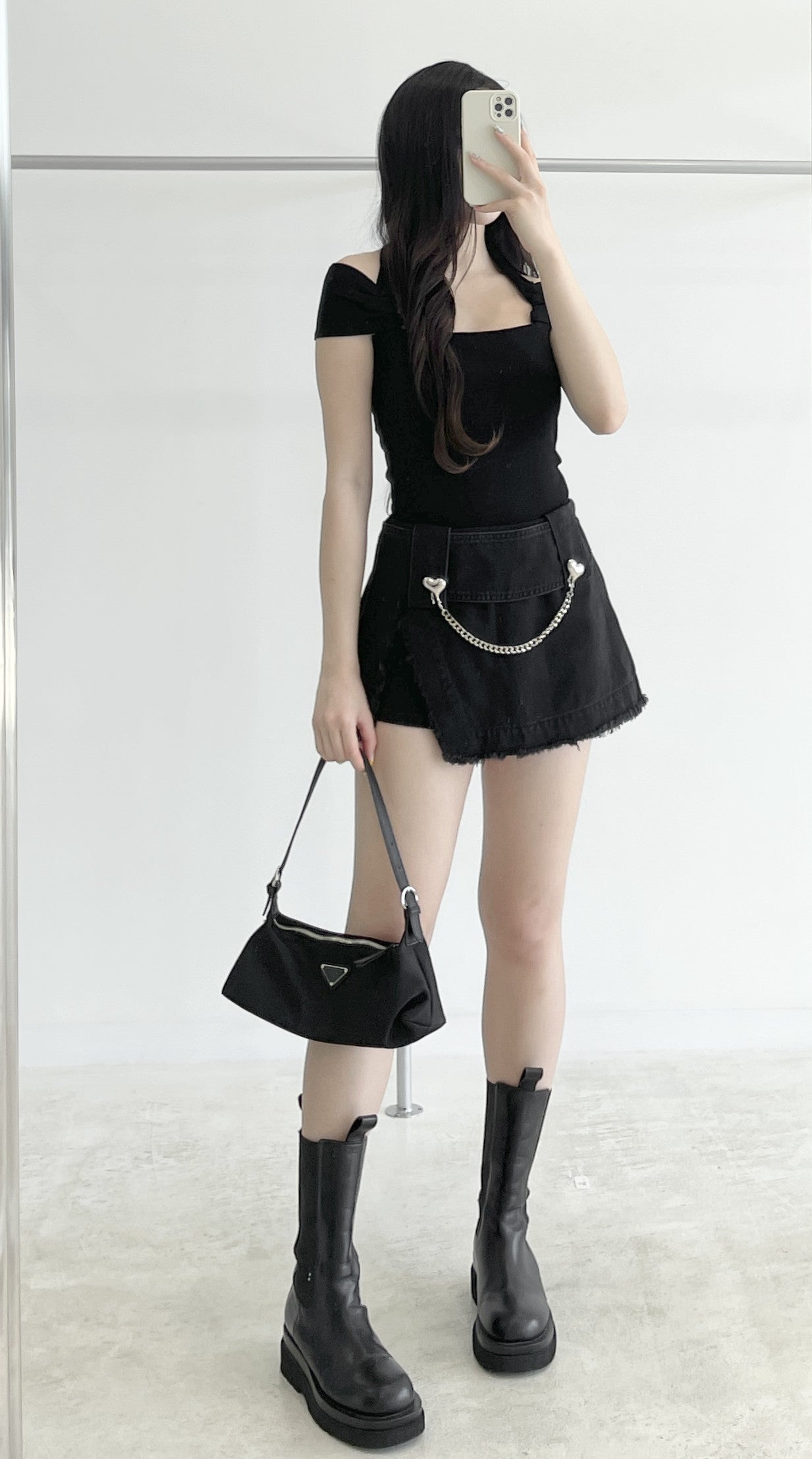 Halter-neck off-shoulder top