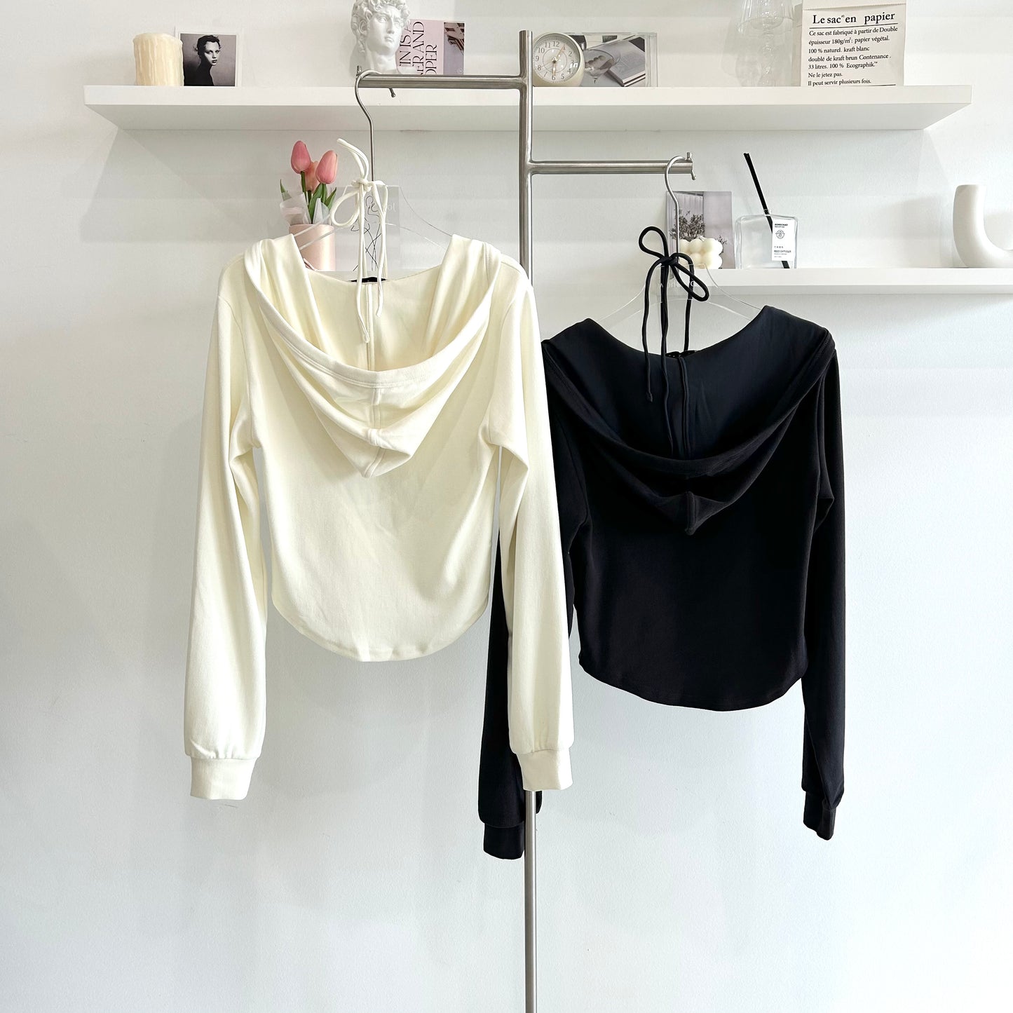 Fake two-piece neck-hanging hoodie