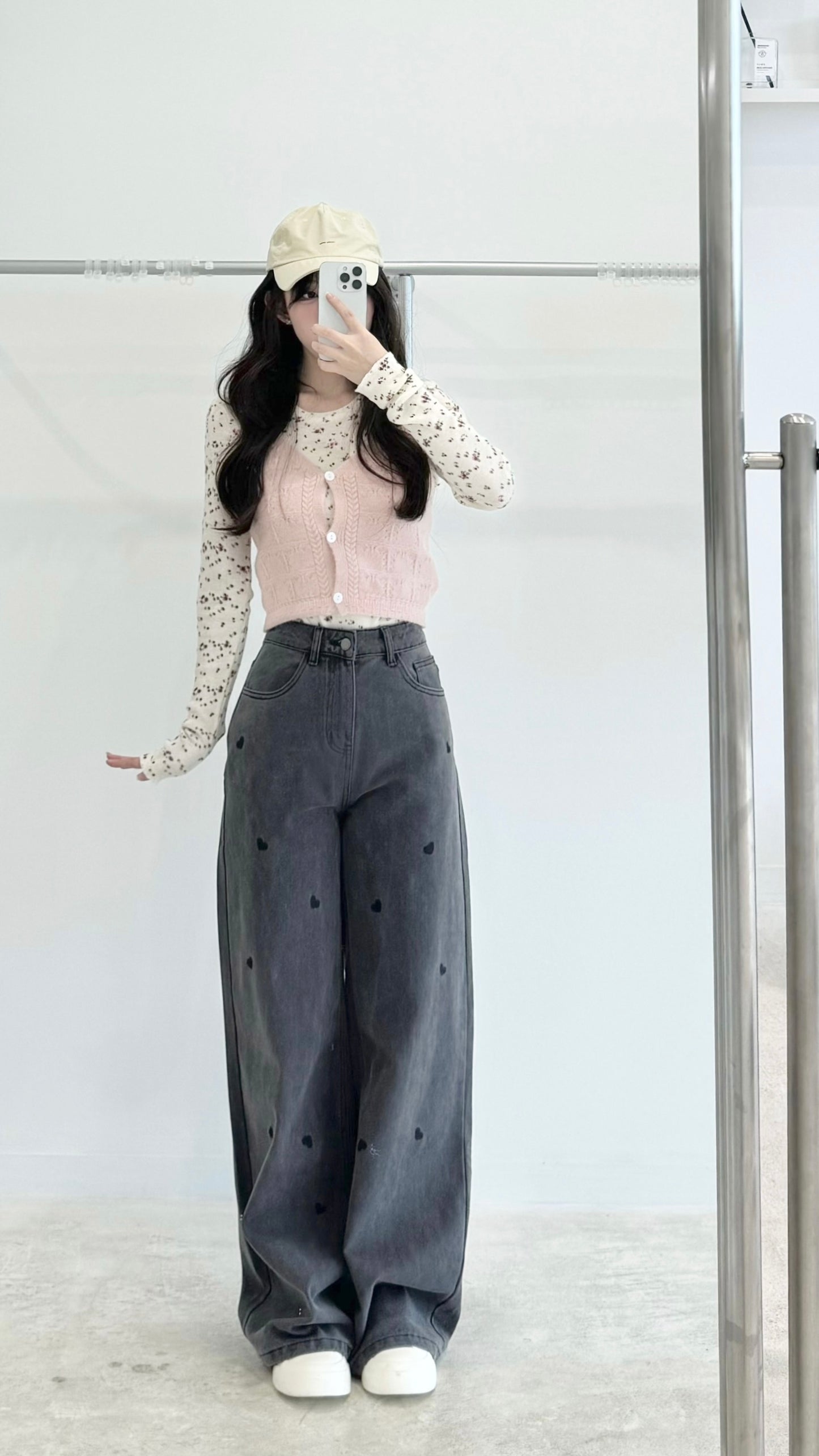 Embroidered love jeans