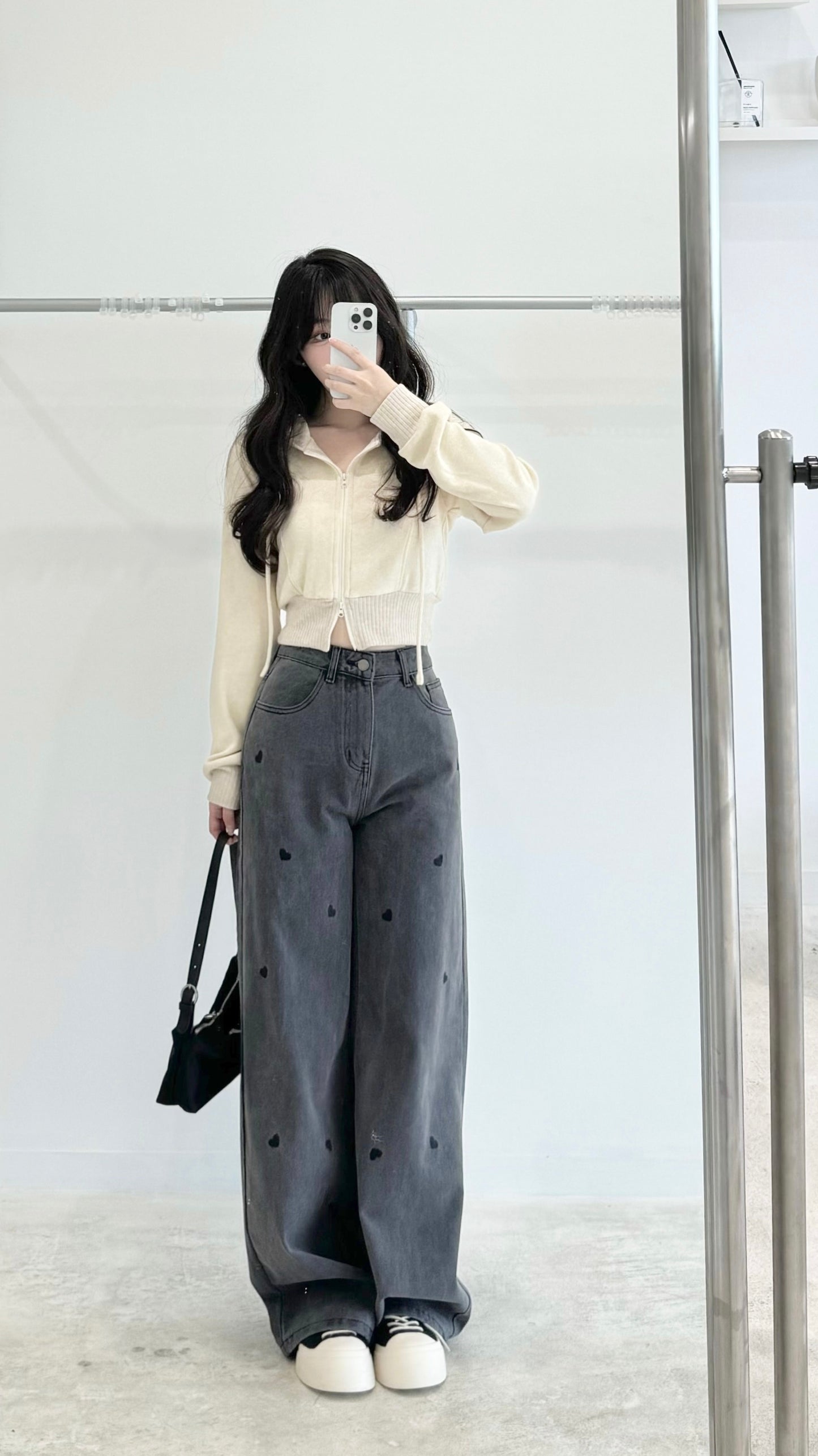 Embroidered love jeans