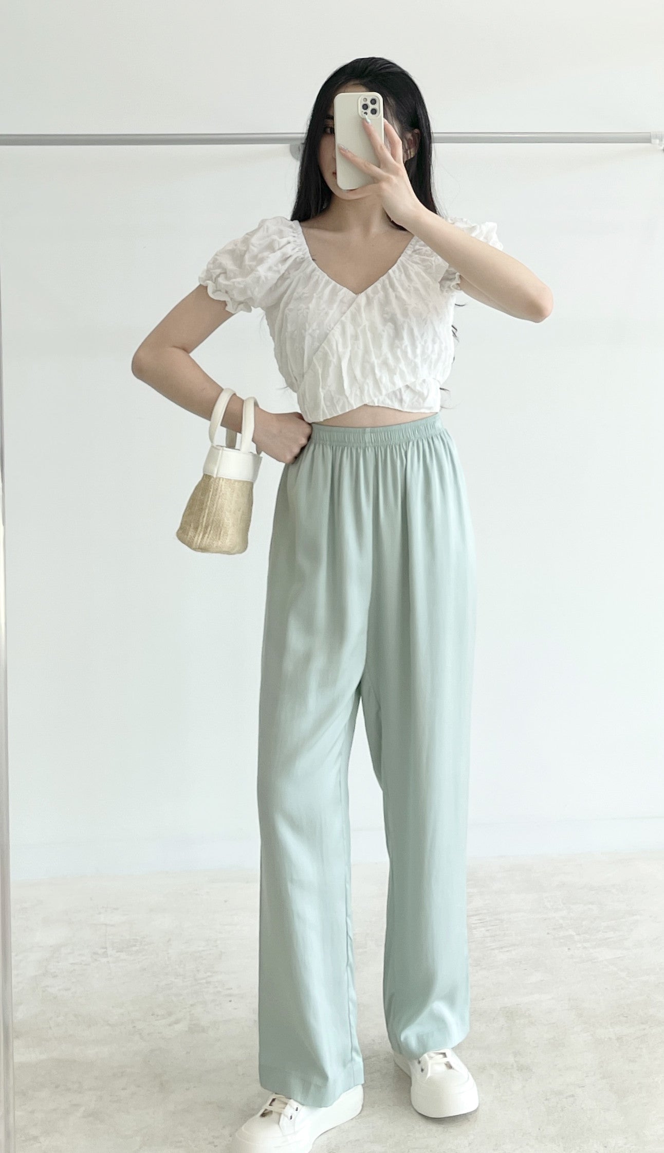 Cross-over short-sleeve cropped top