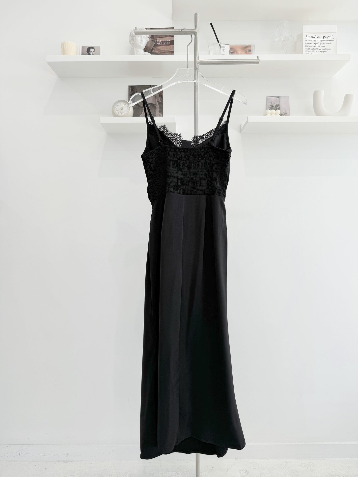 Lace slit halter dress