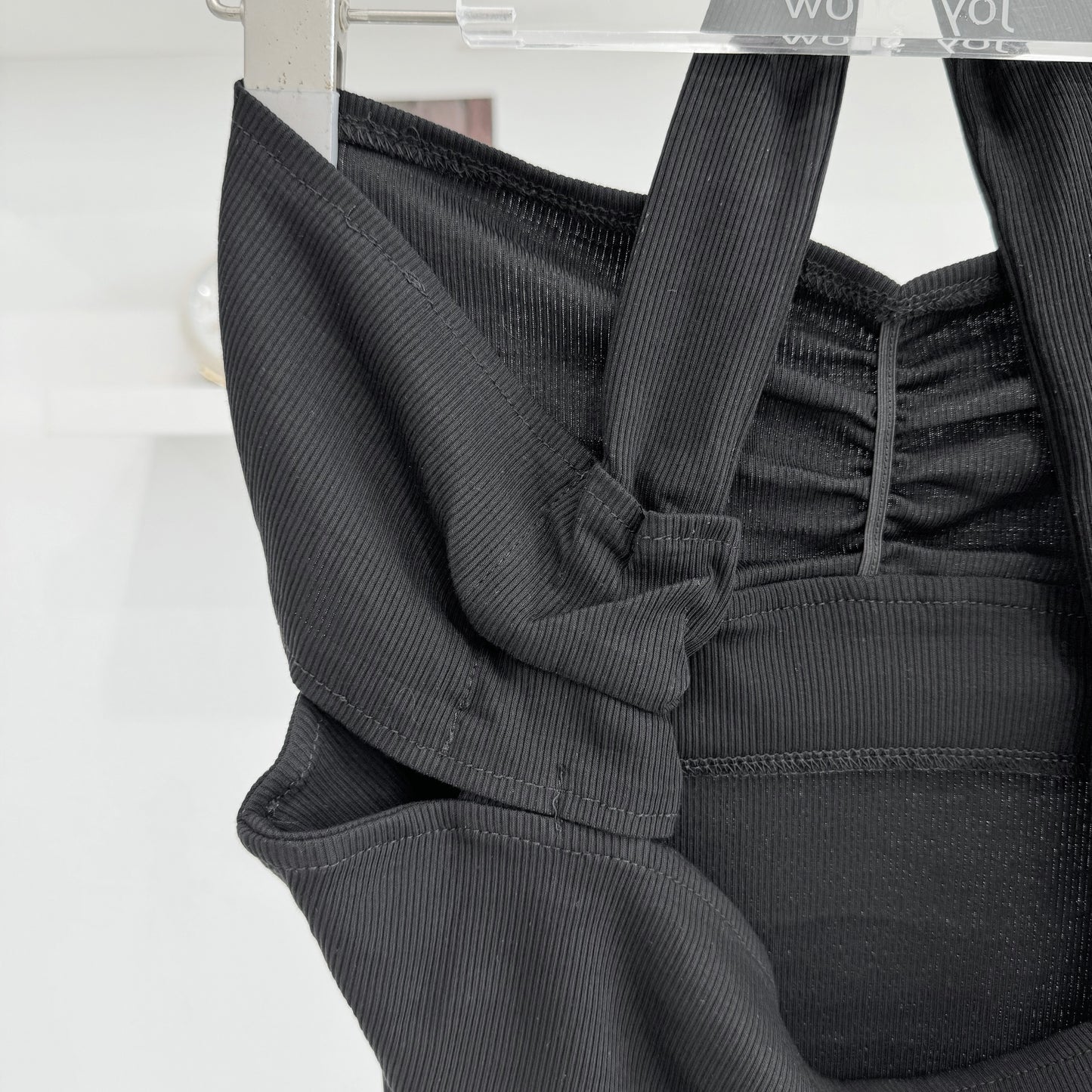 Halter-neck off-shoulder top
