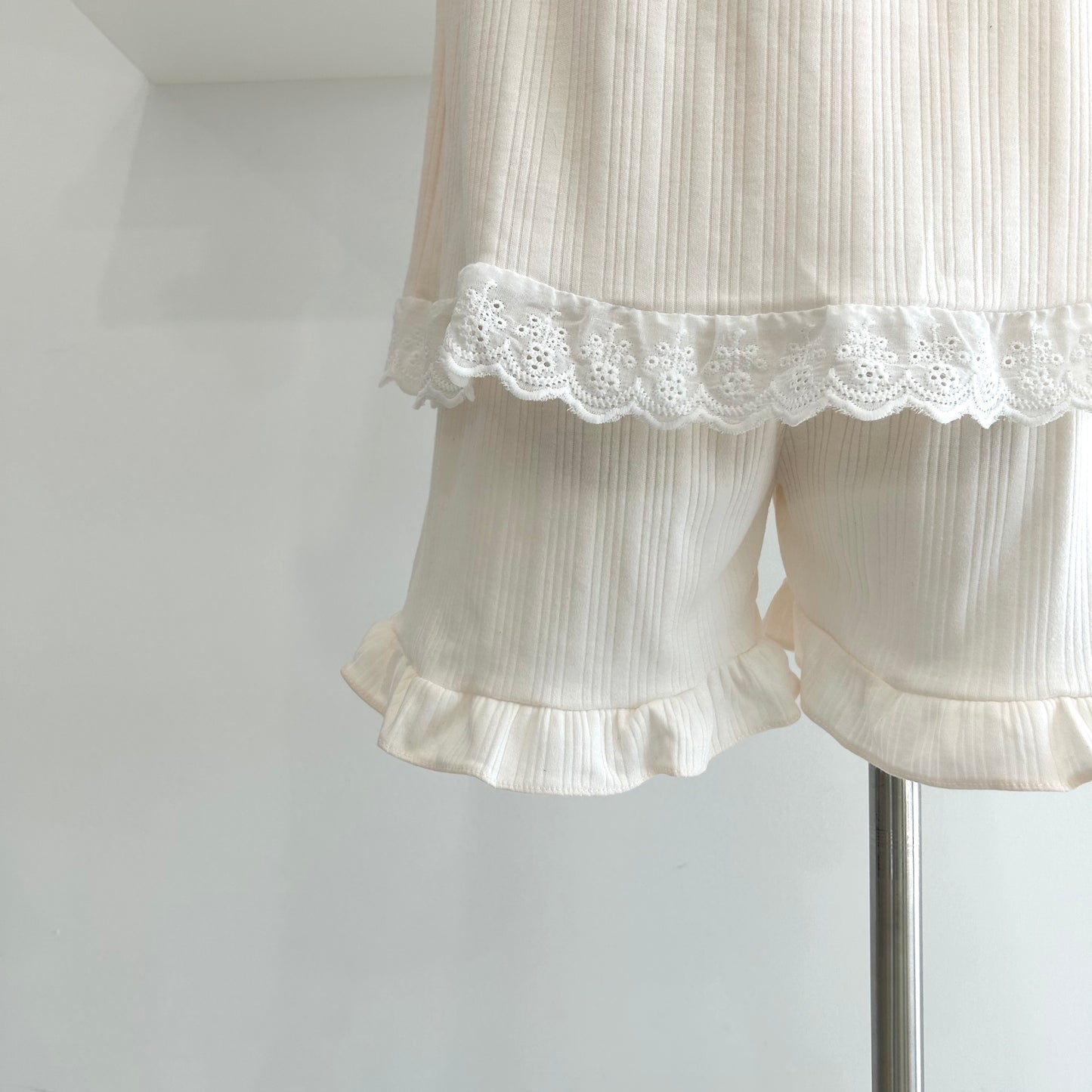 Solid color lace pajama set