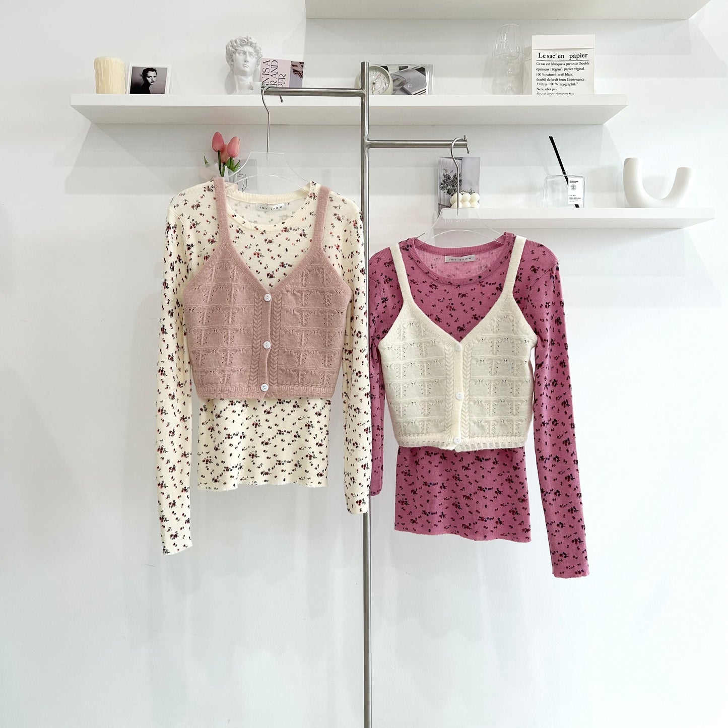 Floral waistcoat two-piece set