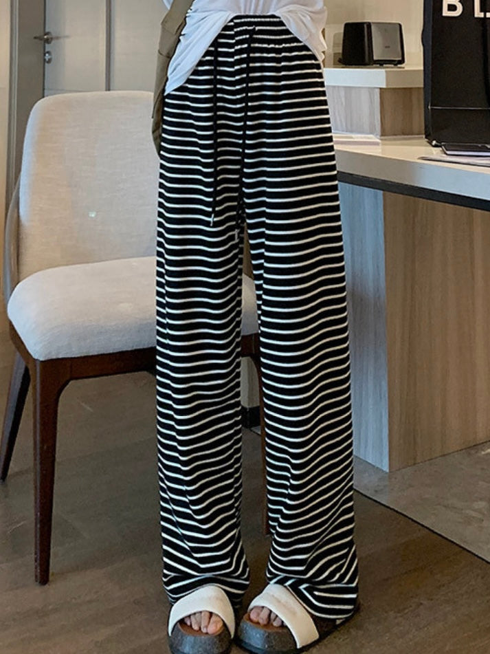 Striped Drawstring Fleece Pants