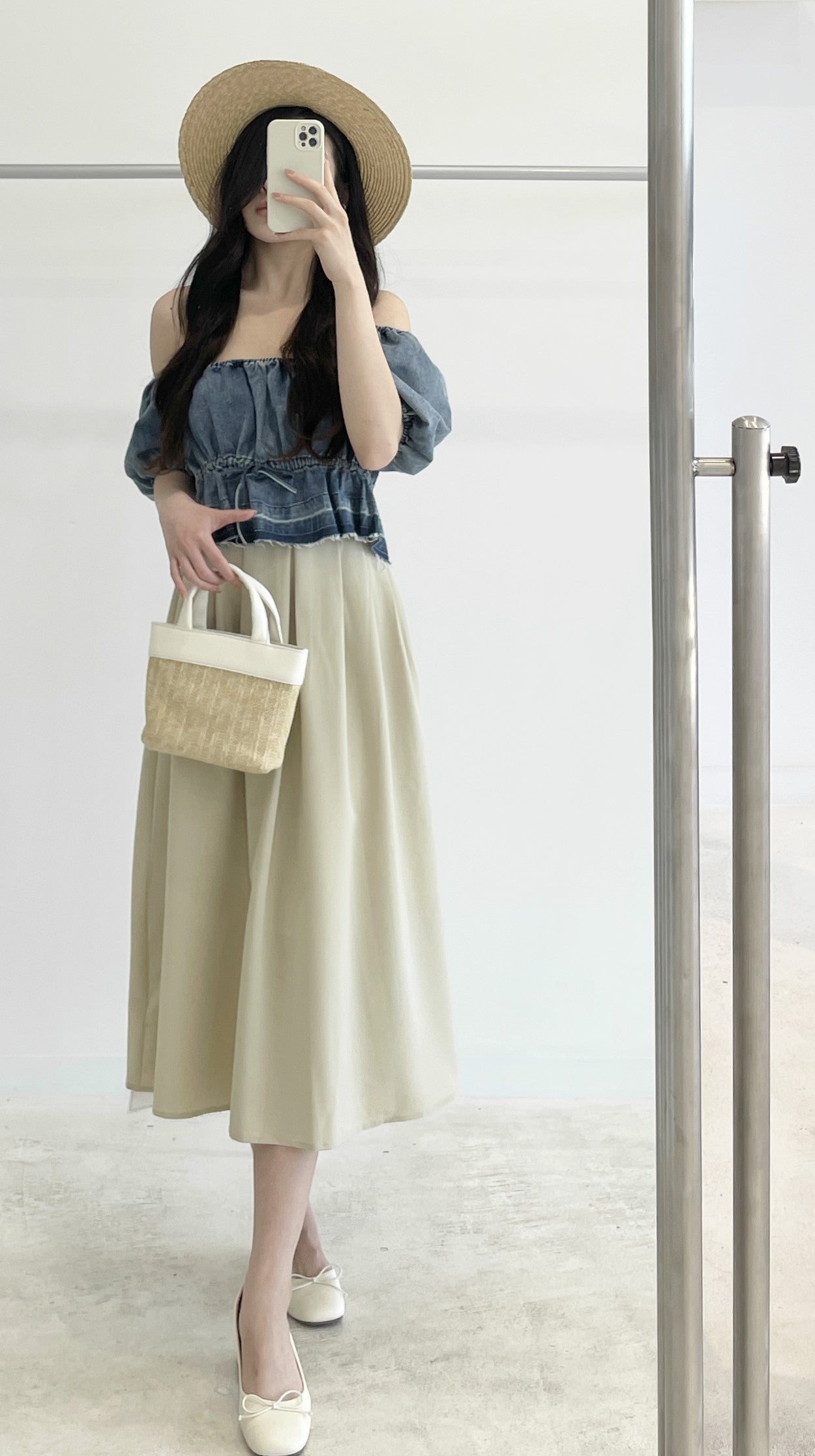 denim short-sleeve shirt